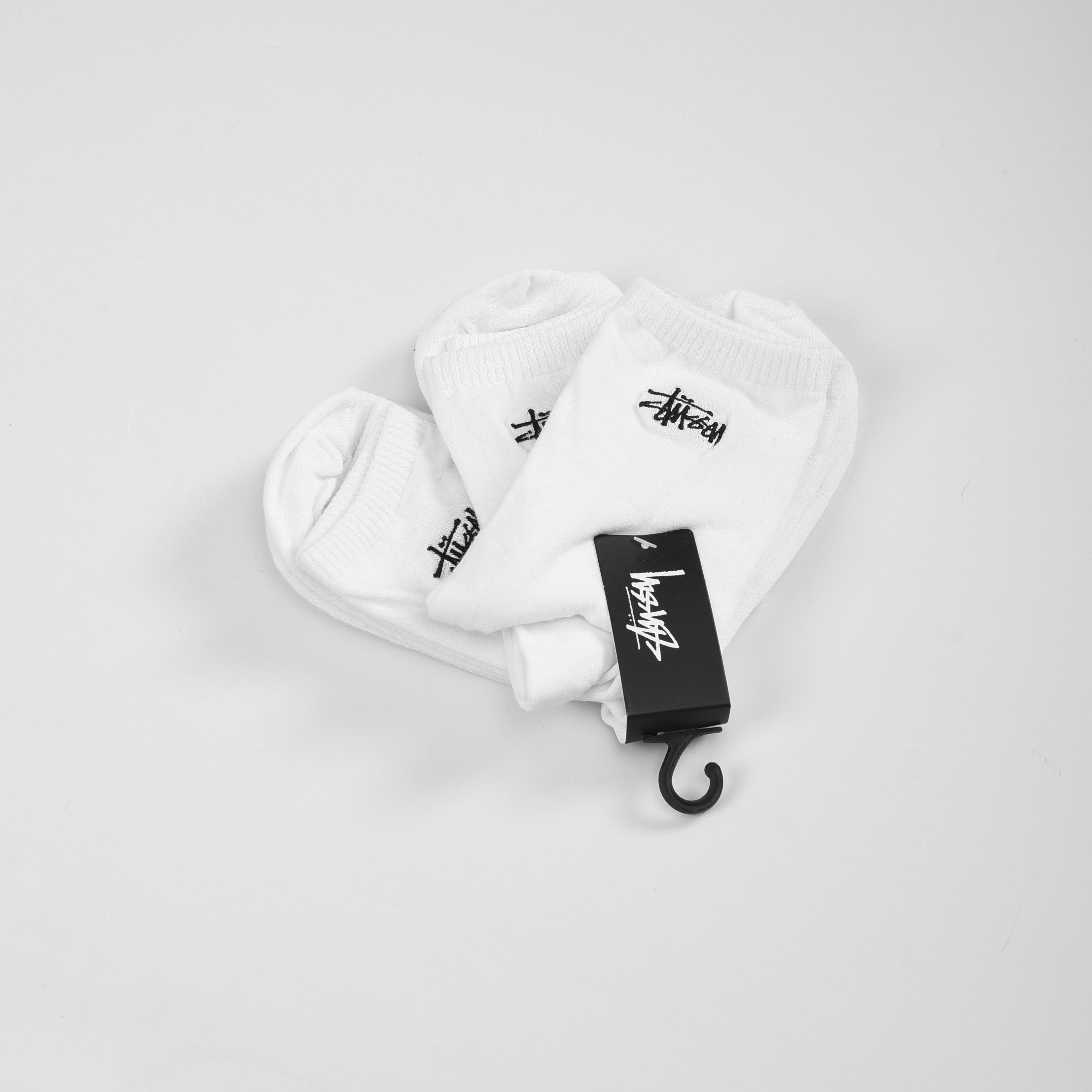 STUSSY WOMEN'S GRAFFITI CREW SOCKS 3 PACK - WHITE