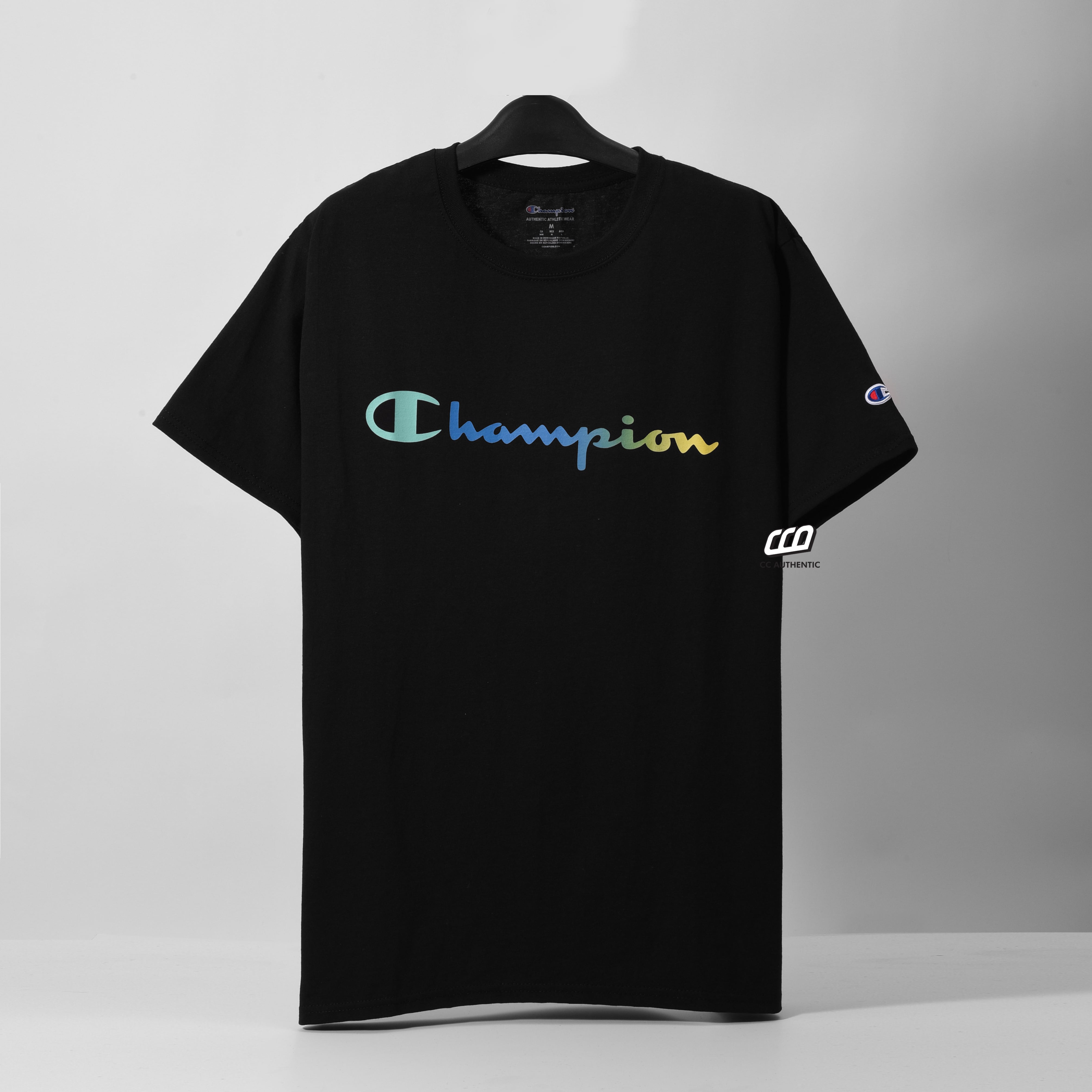 Champion Gradient Tshirt , Script Logo - Black