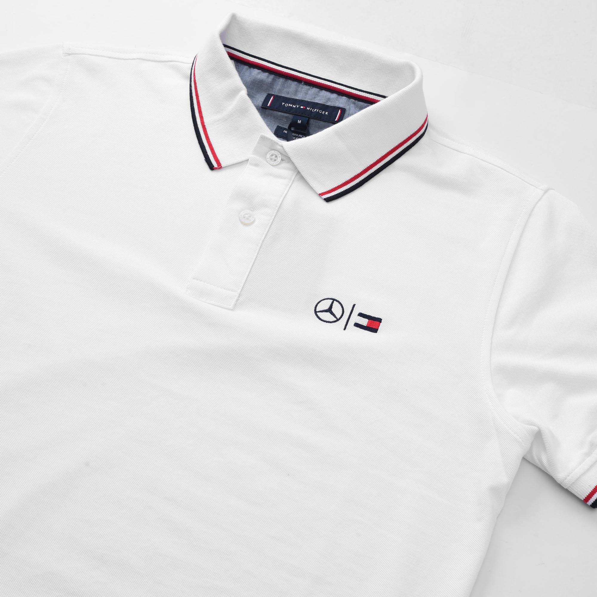TOMMY HIFIGER MERCEDES LOGO POLO SHIRT - WHITE