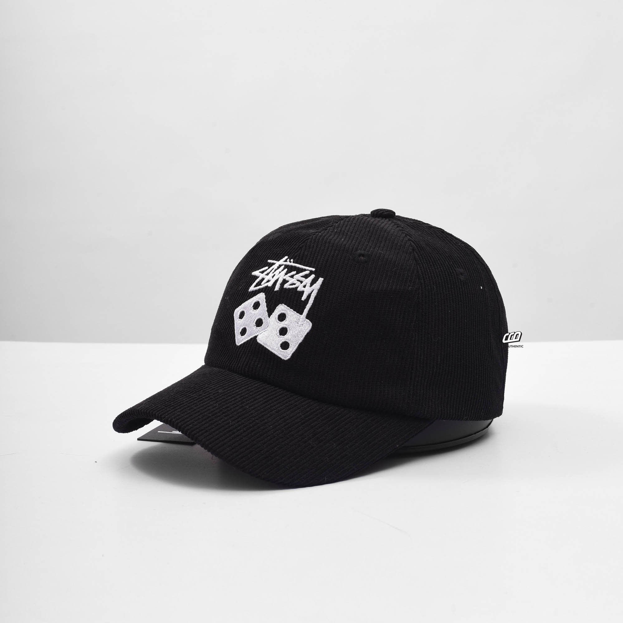 STUSSY TWO DICE CORD LOW PRO CAP - BLACK