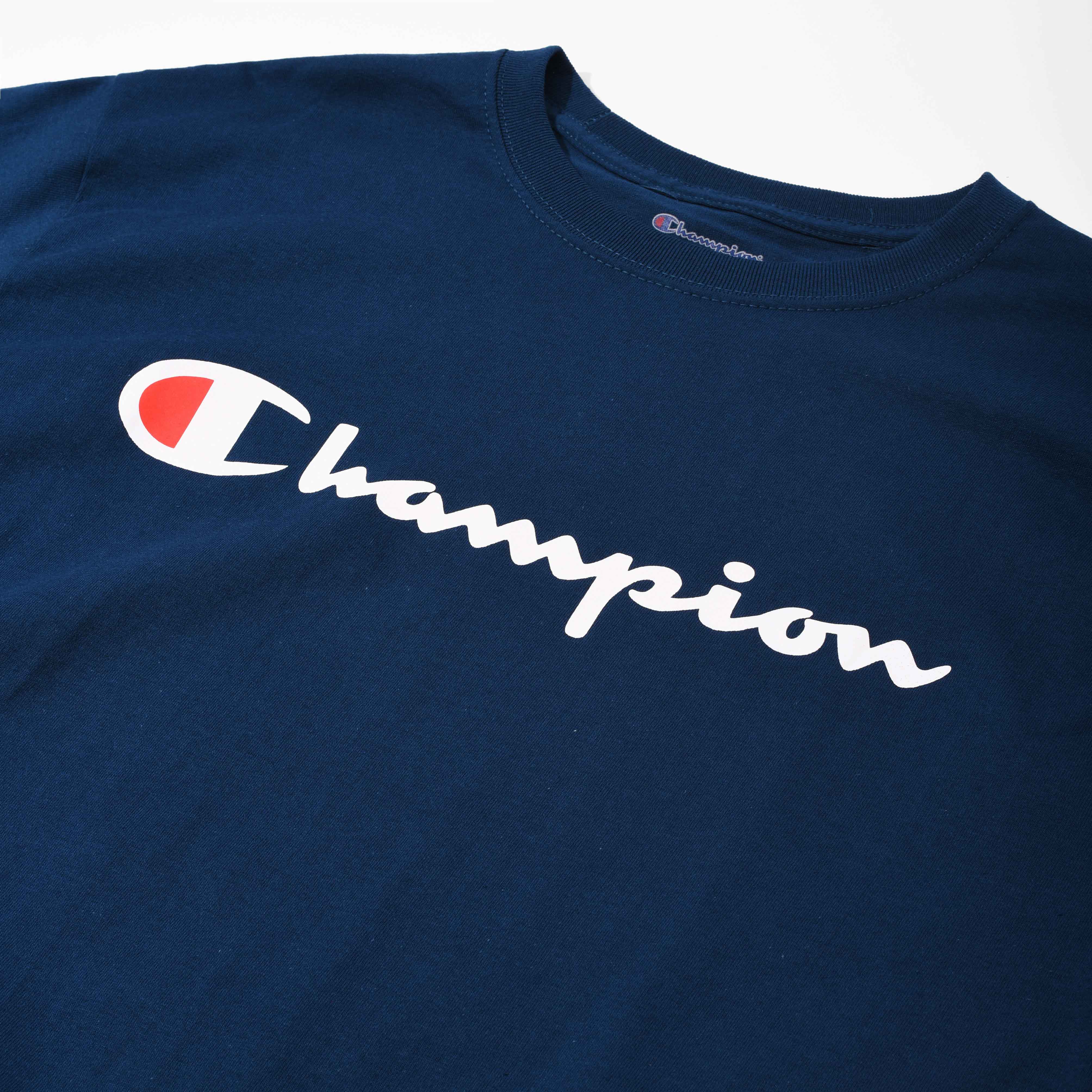 CHAMPION TAGLESS T-SHIRT,PRINTED LOGO - Late Midnight Blue