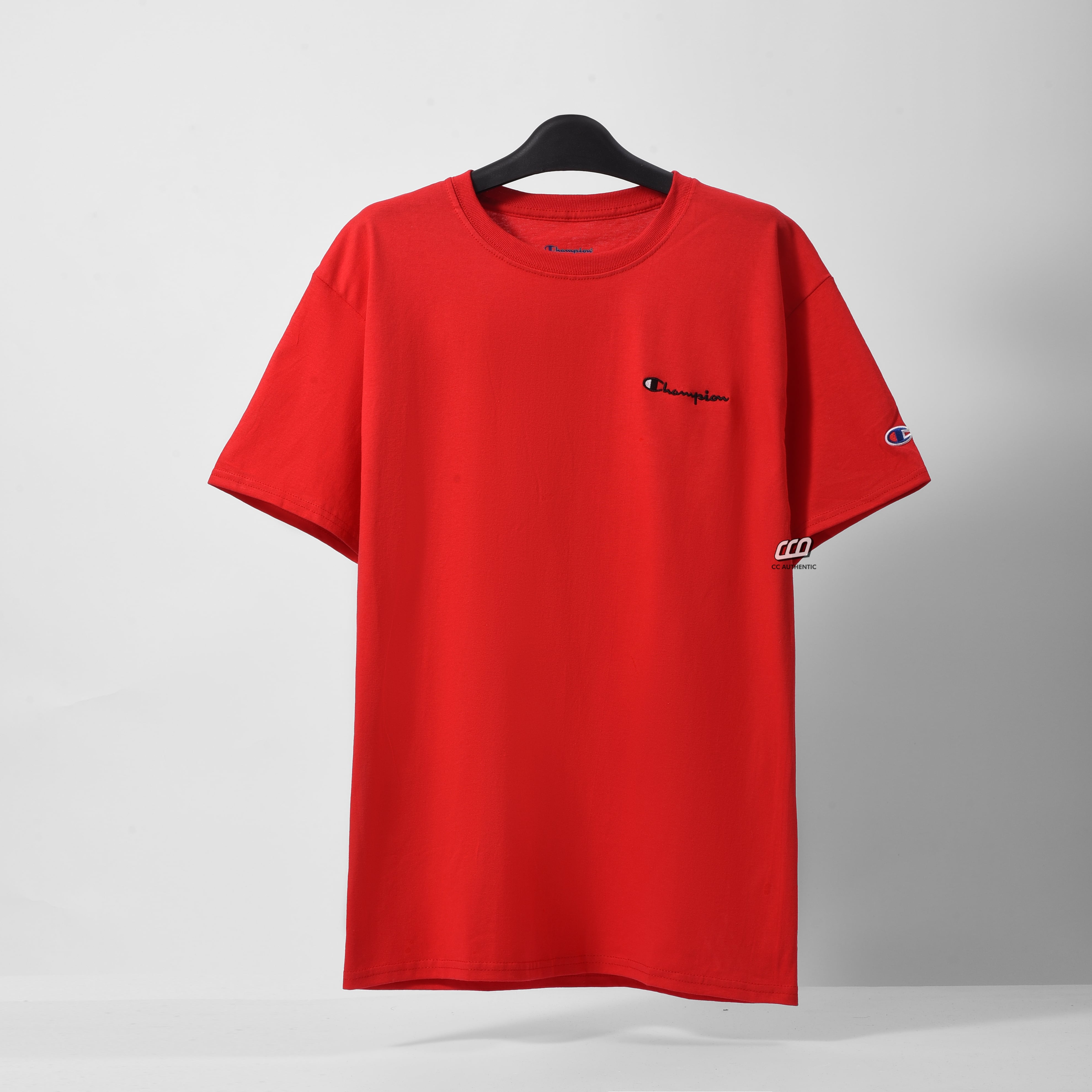 Champion Tagless Tshirt ,Embroidered Logo -  Scarlet