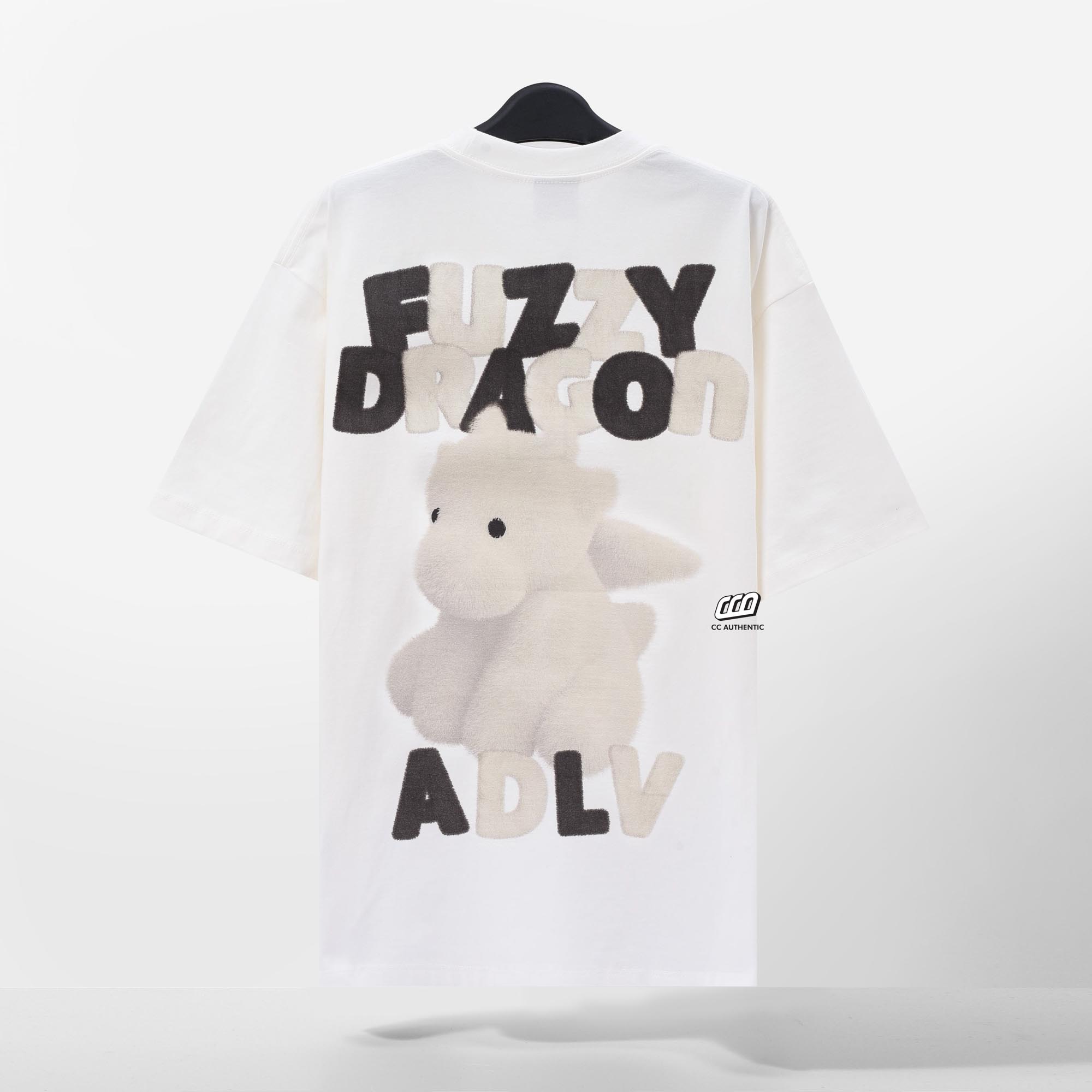 ADLV FUZZY FONT DRAGON T-SHIRT - WHITE