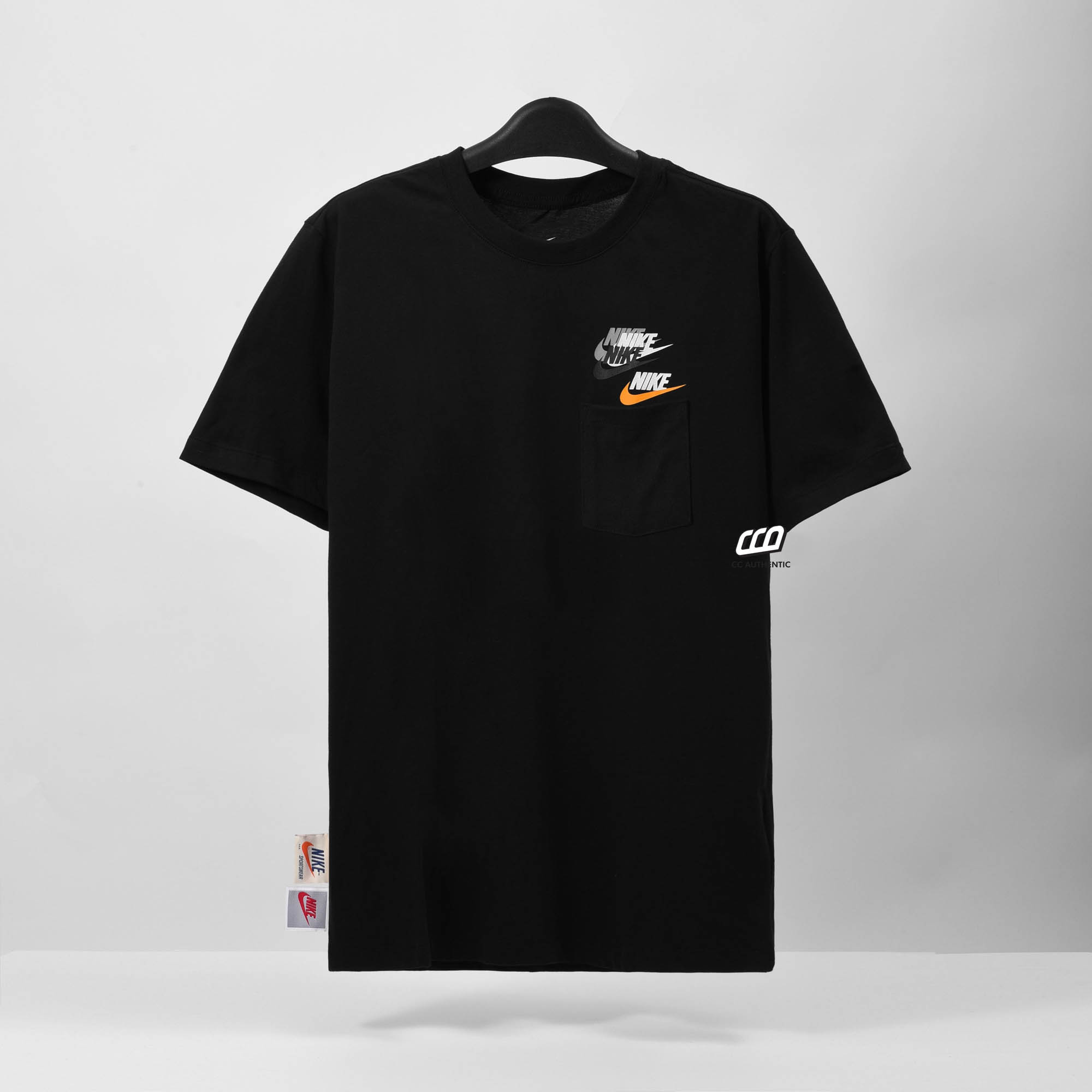 NIKE PREMIUM POCKET CASUAL BREATHABLE LOGO T-SHIRT - BLACK