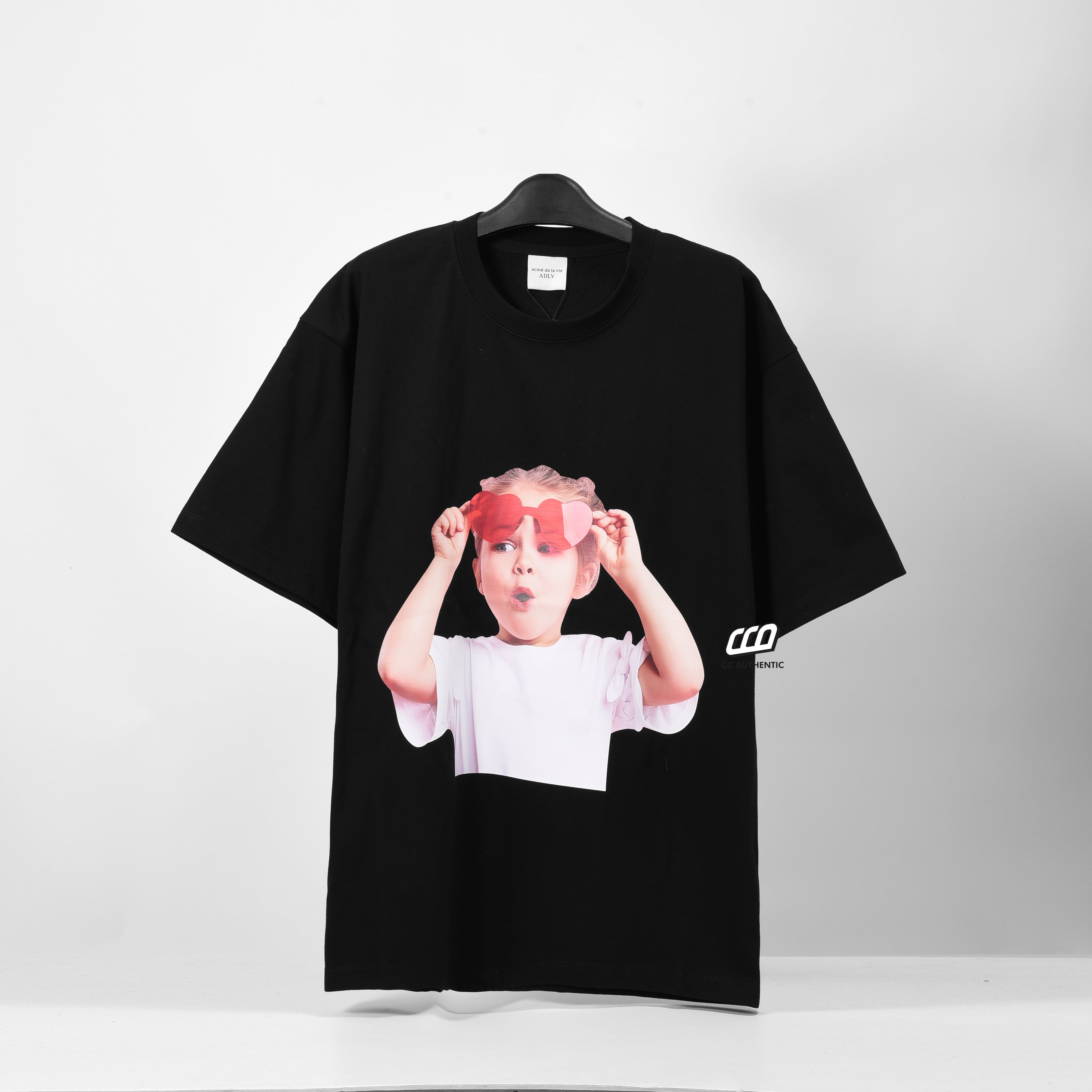 ADLV RED HEART GLASSES T-shirt  - Black