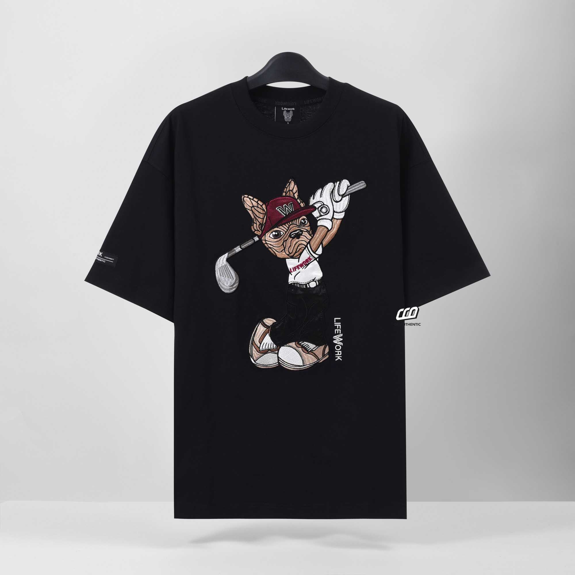 LIFEWORK GOLF HIP DOG T-SHIRT  - BLACK