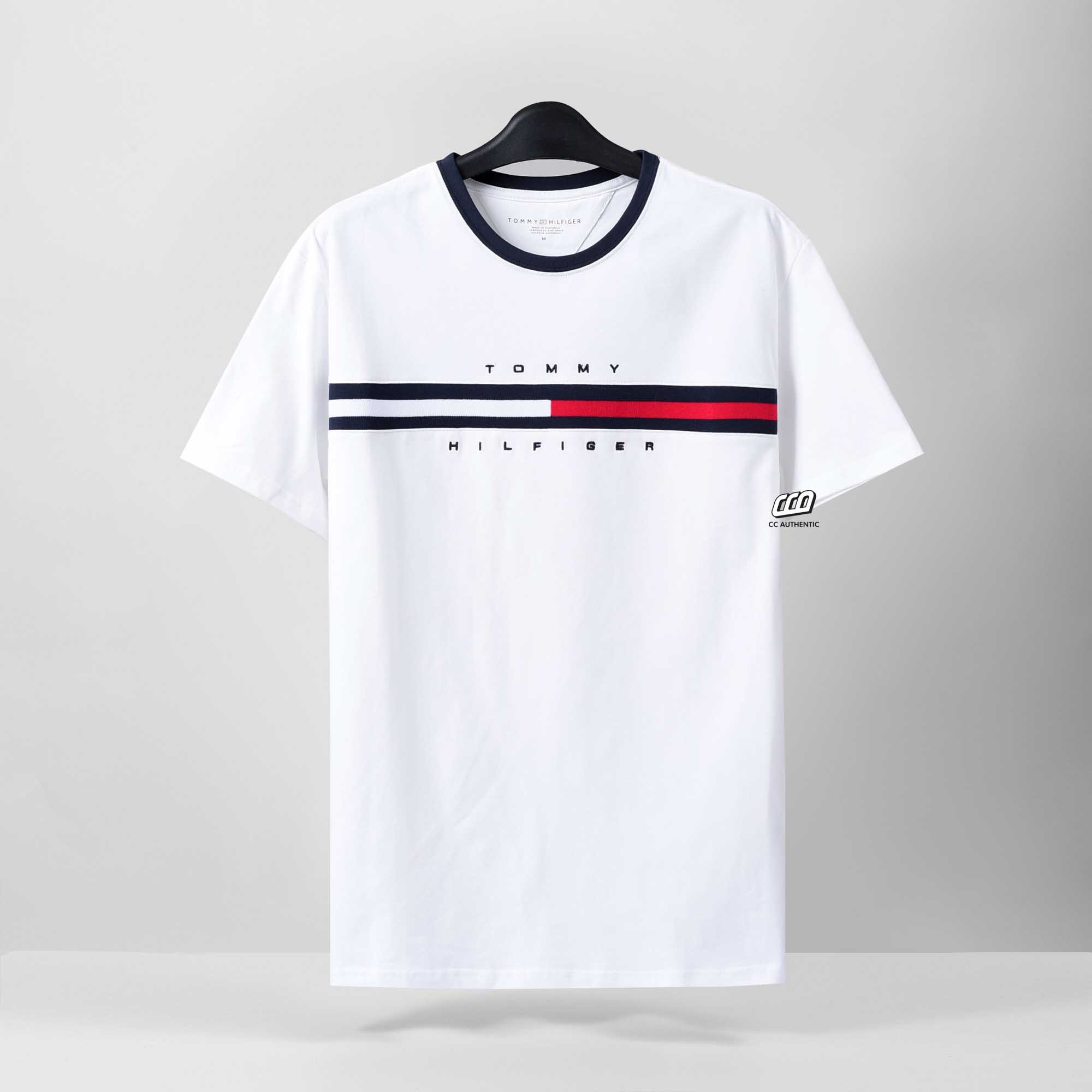 TOMMY HILFIGER SIGNATURE STRIPE T-SHIRT - WHITE