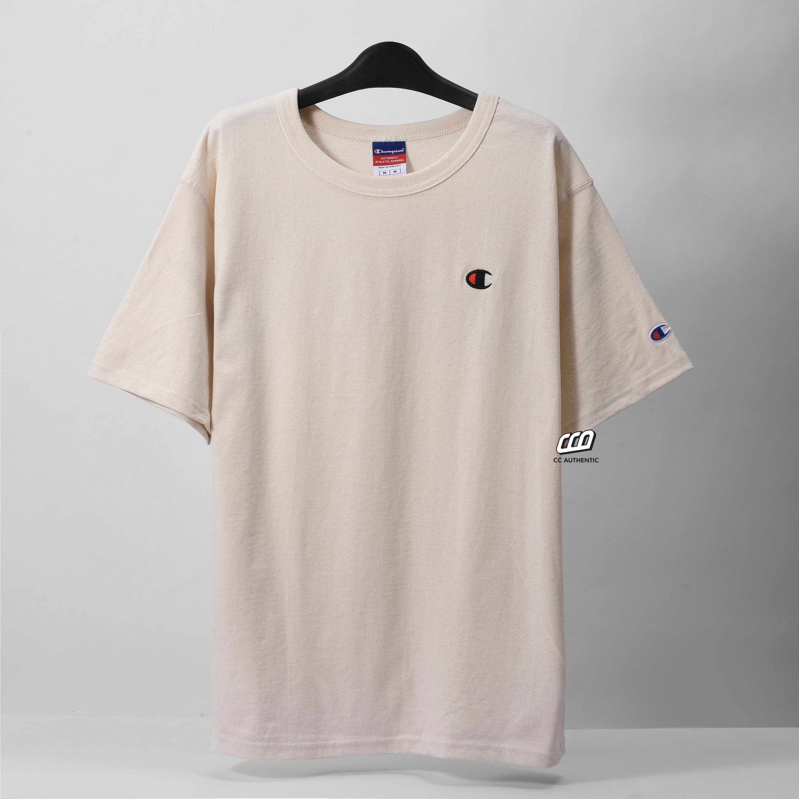CHAMPION HERITAG BIGLOGO CUSTOM T-SHIRT - Cream