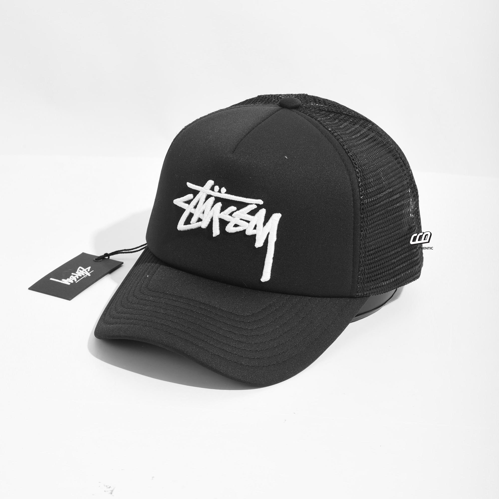 Stussy Stock Trucker Snapback - Black