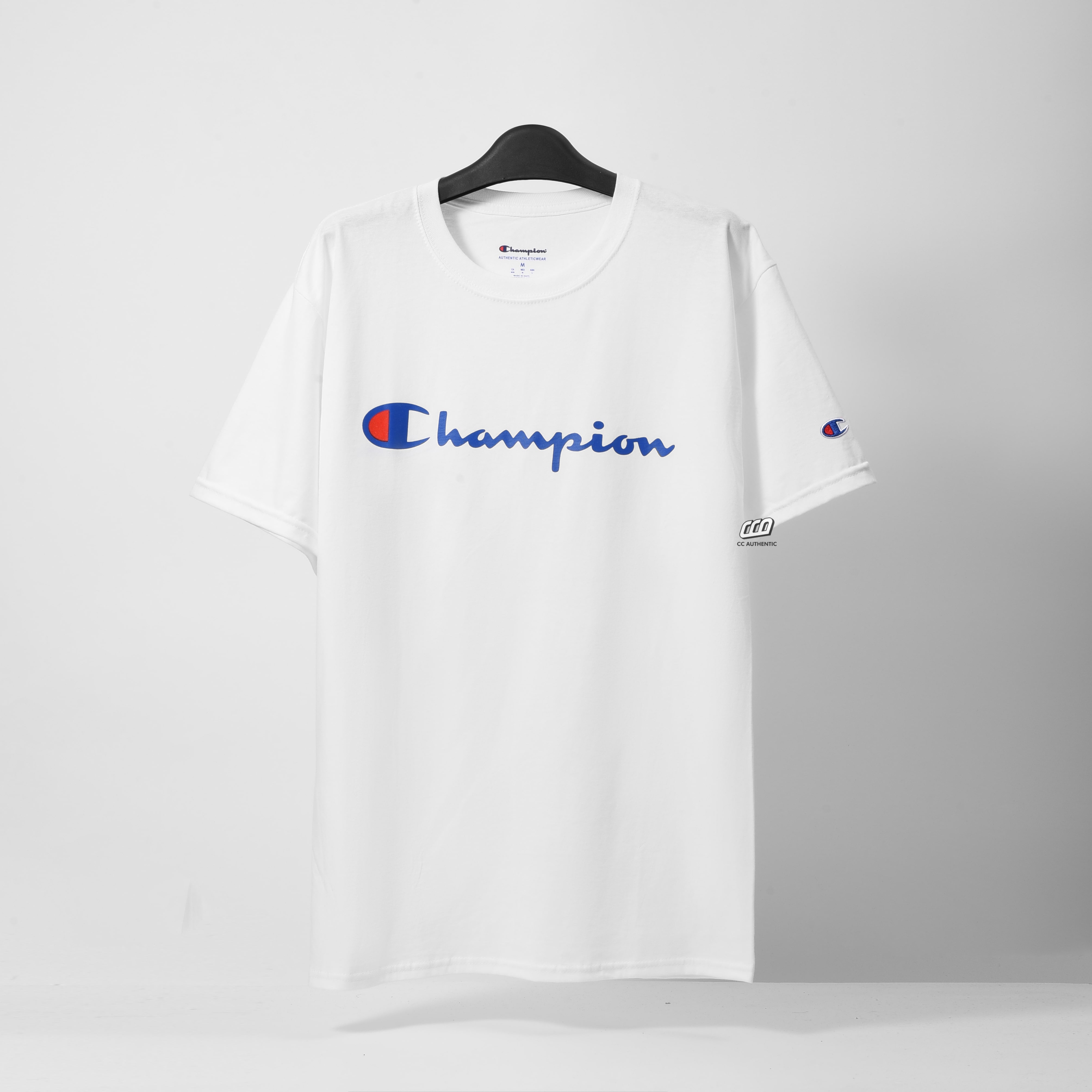 Champion Tagless Tshirt ,Printed Logo - White