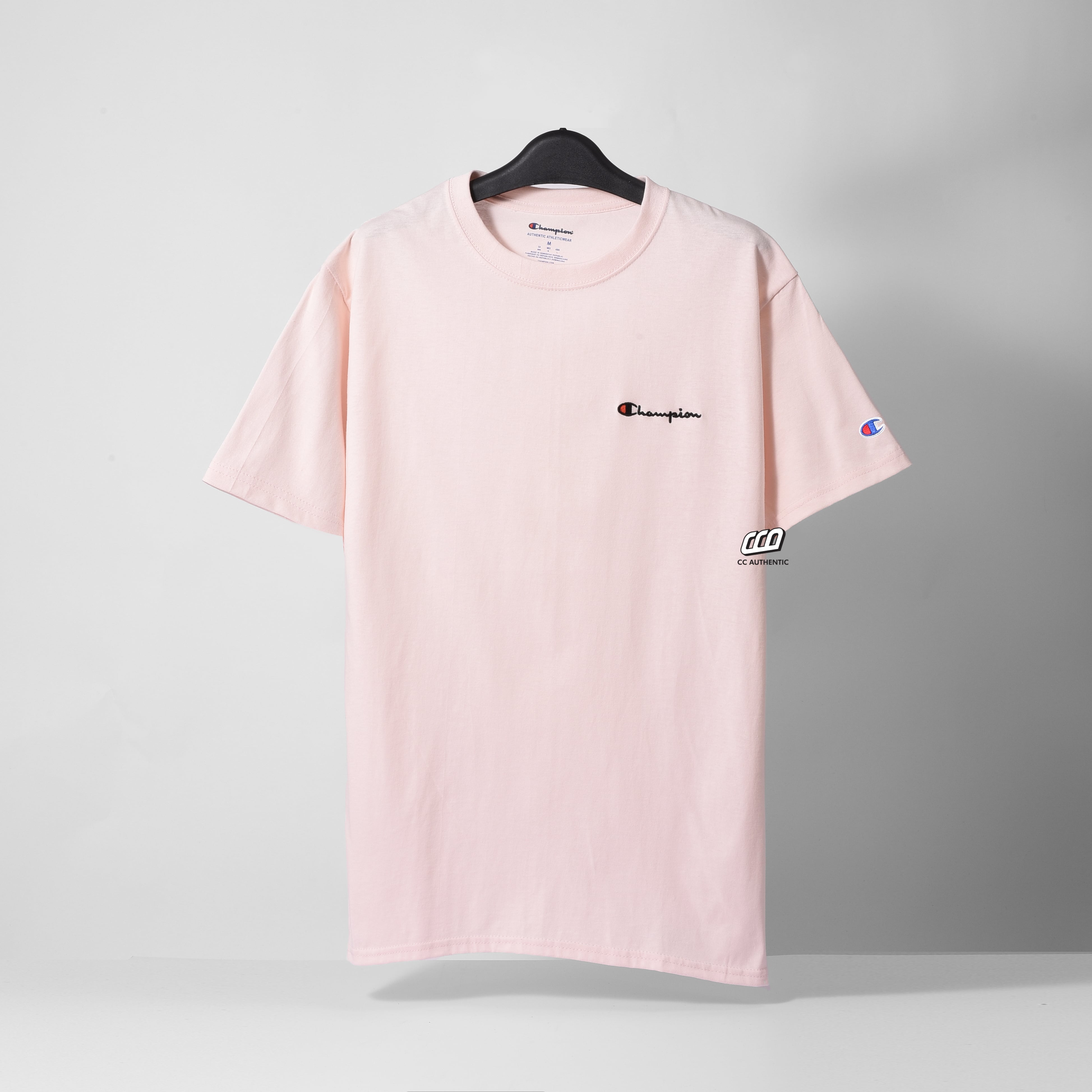 CHAMPION TAGLESS TSHIRT ,EMBROIDERED LOGO - body blush
