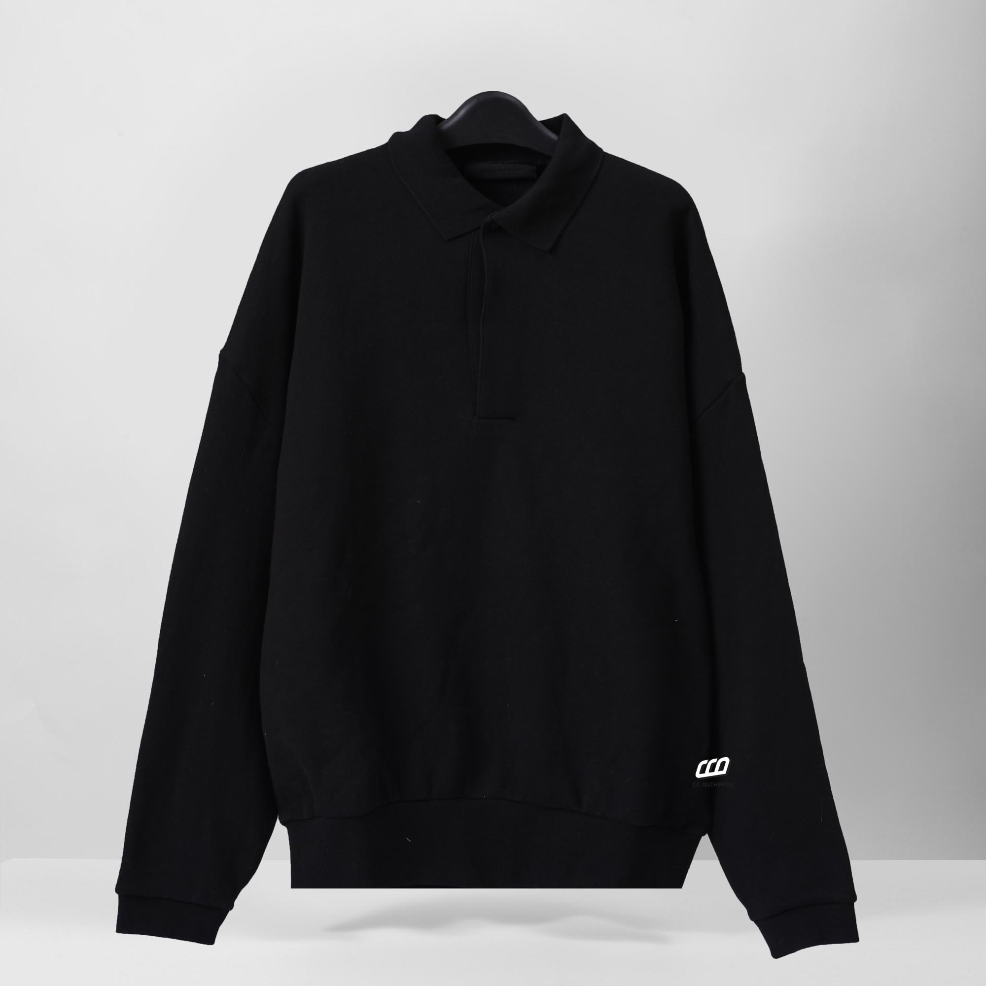 FOG ESSENTIALS LONGSLEEVE POLO - JET BLACK