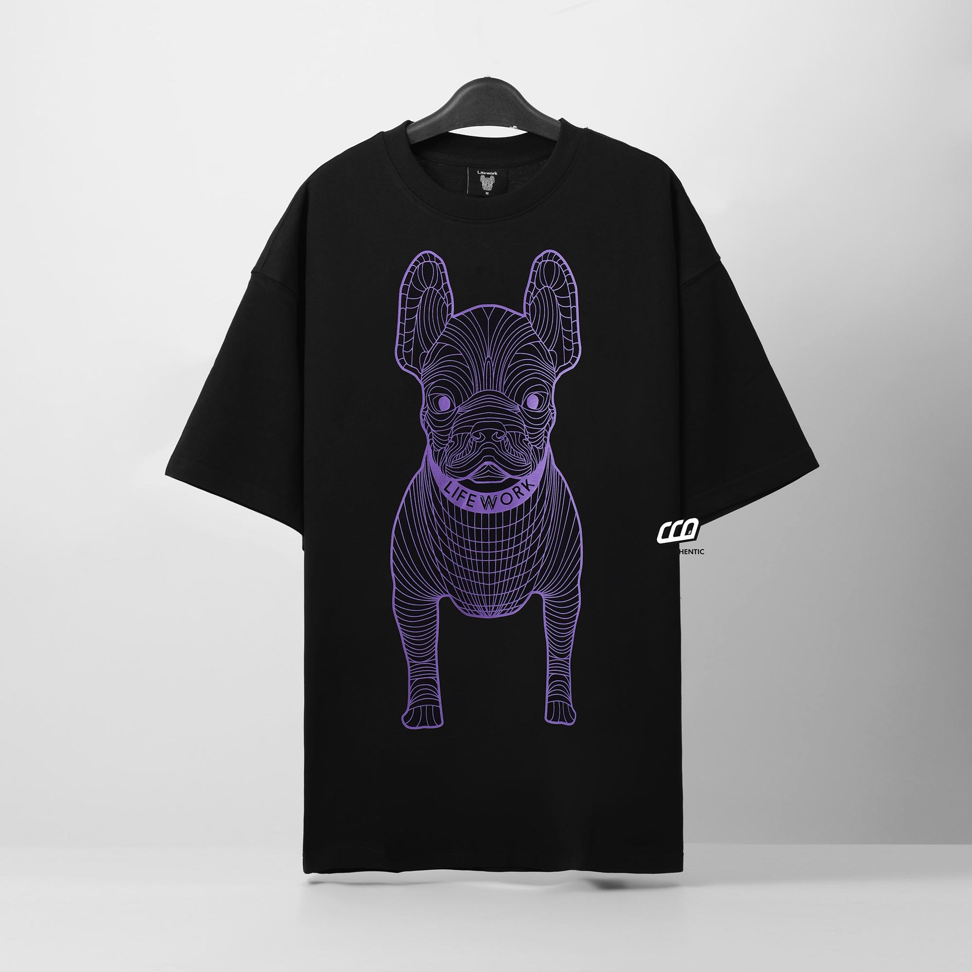 LIFEWORK BIG LADOG T-SHIRT - BLACK/PURBLE
