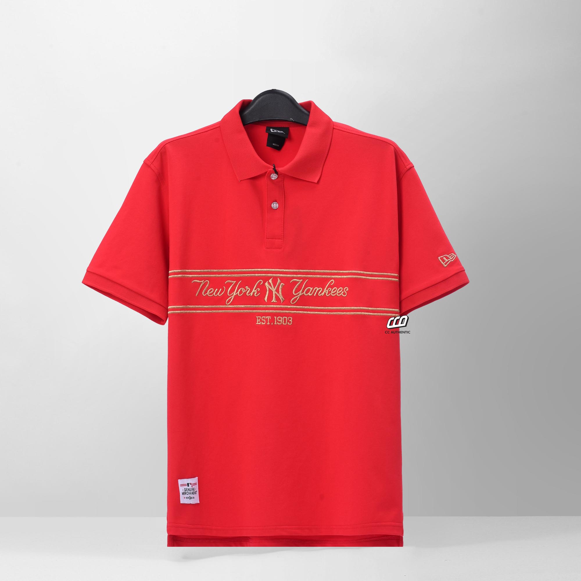 NEW ERA NY GOLD LINE POLO SHIRT - RED