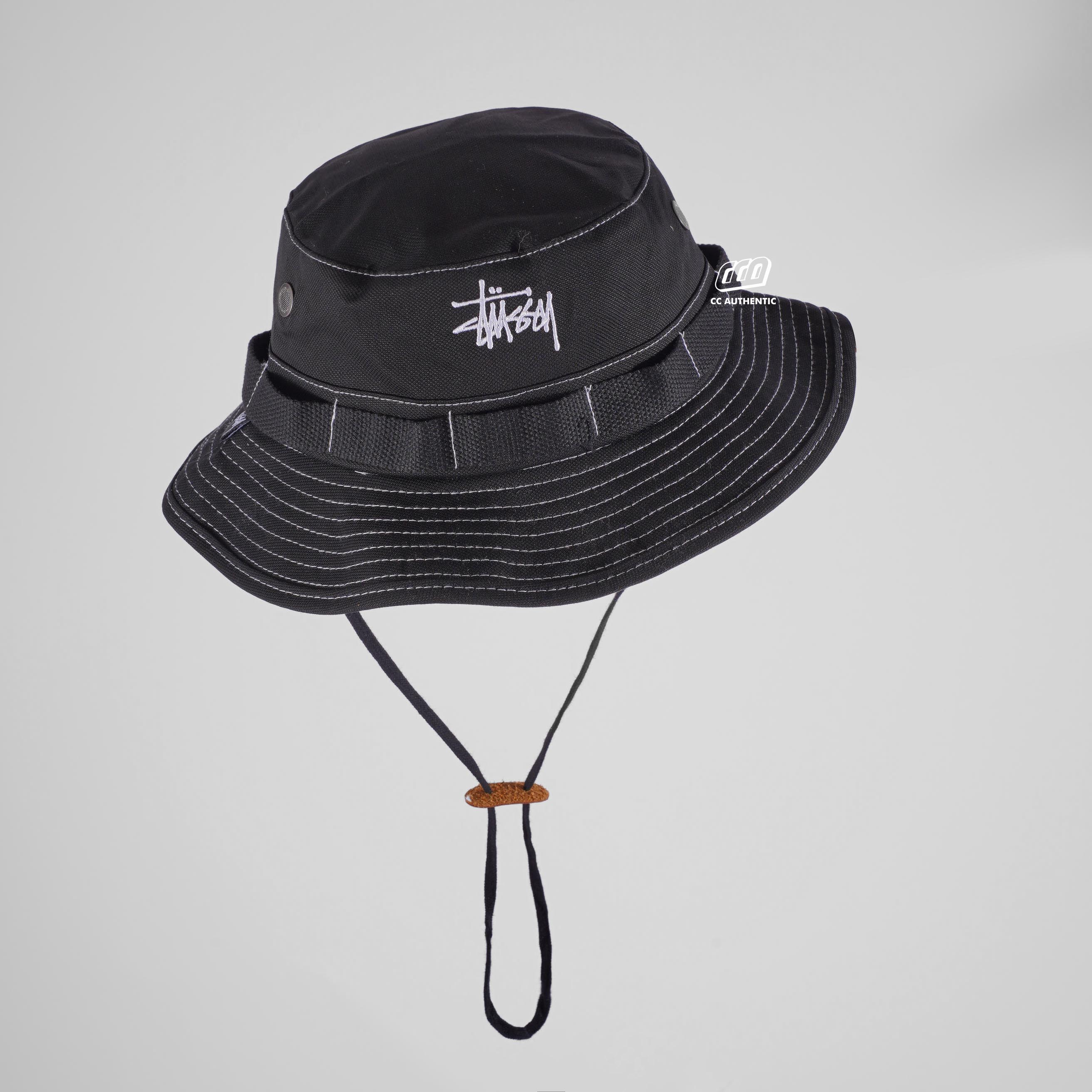 STUSSY CONTRAST TOPSTITCH BOONIE - BLACK