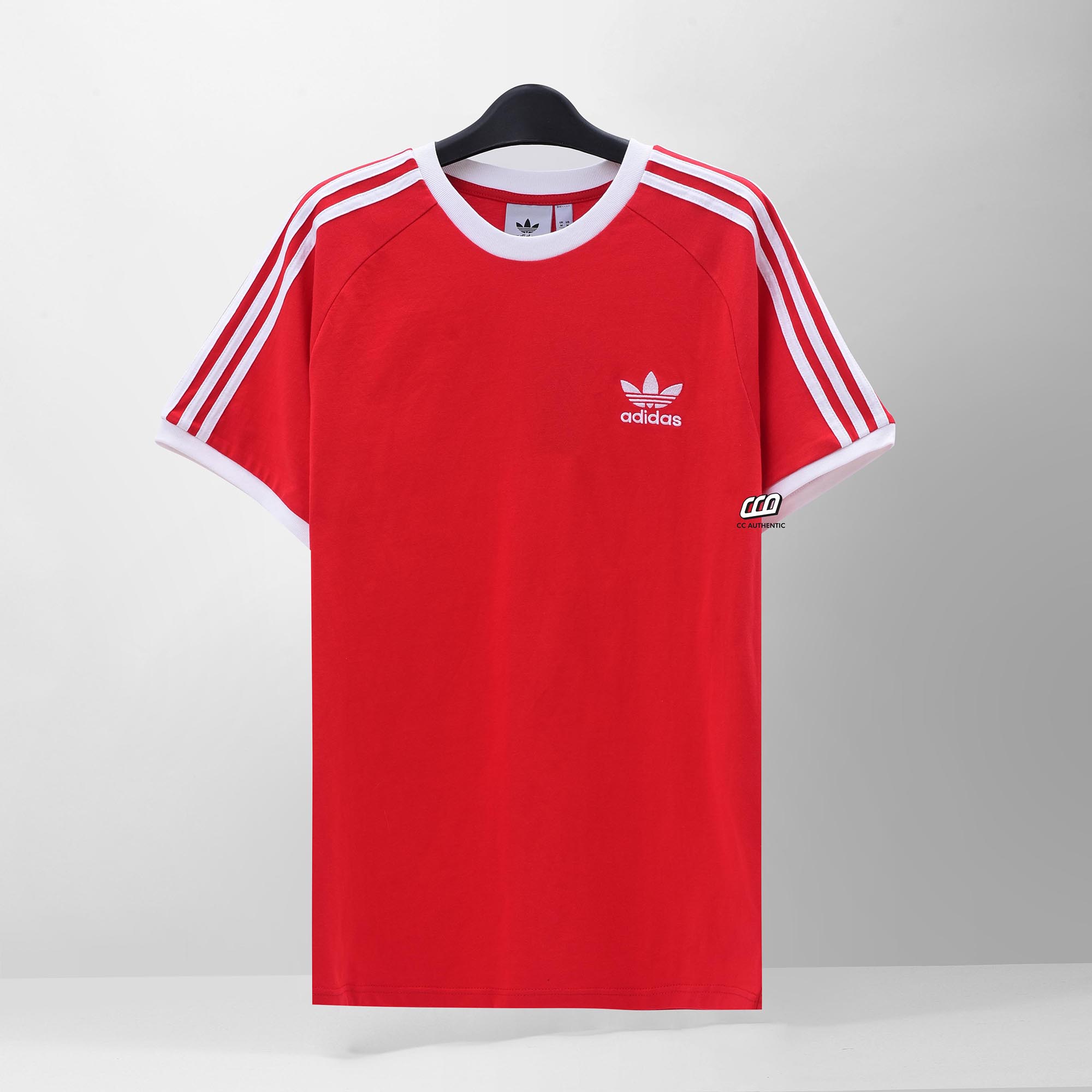 ADIDAS CLASSIC ADICOLOR 3 STRIPES T-SHIRT - RED
