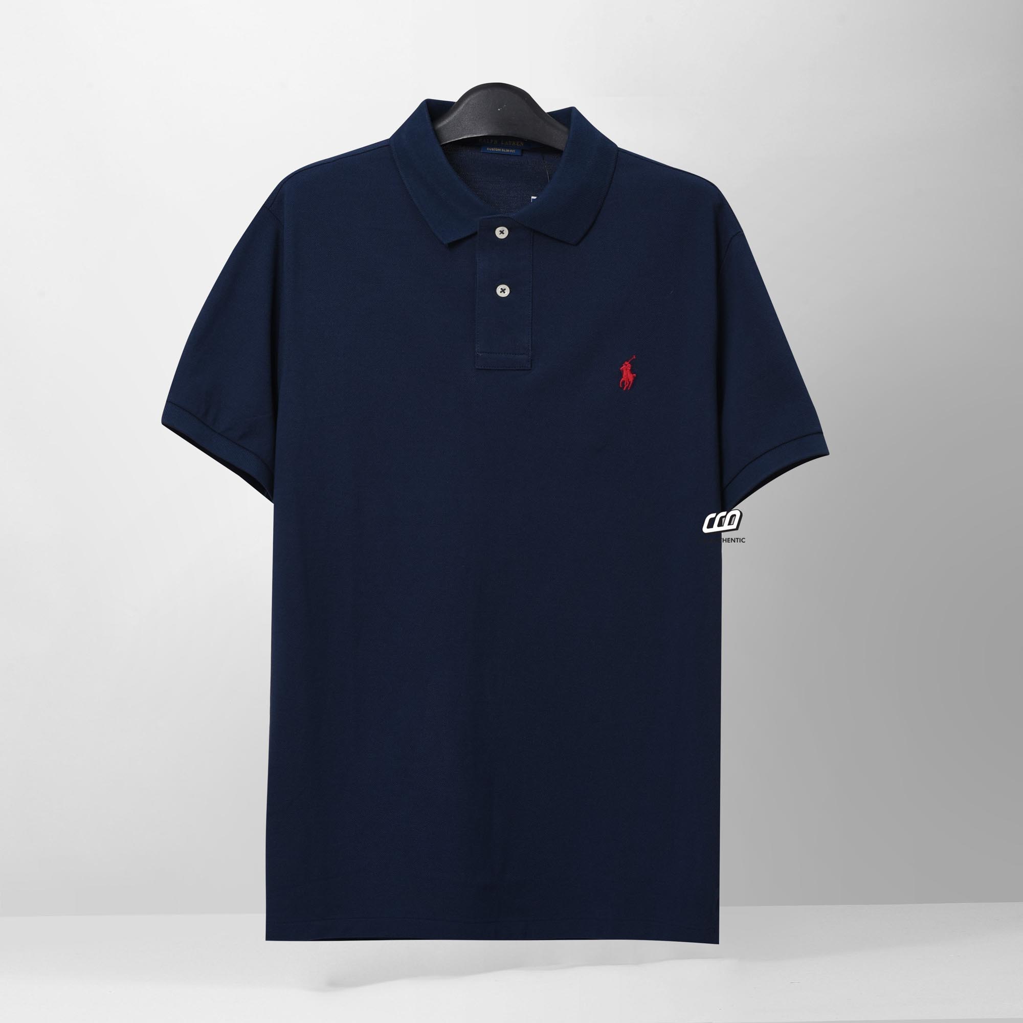 RALPH LAUREN PIQUE SLIM FIT POLO SHIRT - NAVY