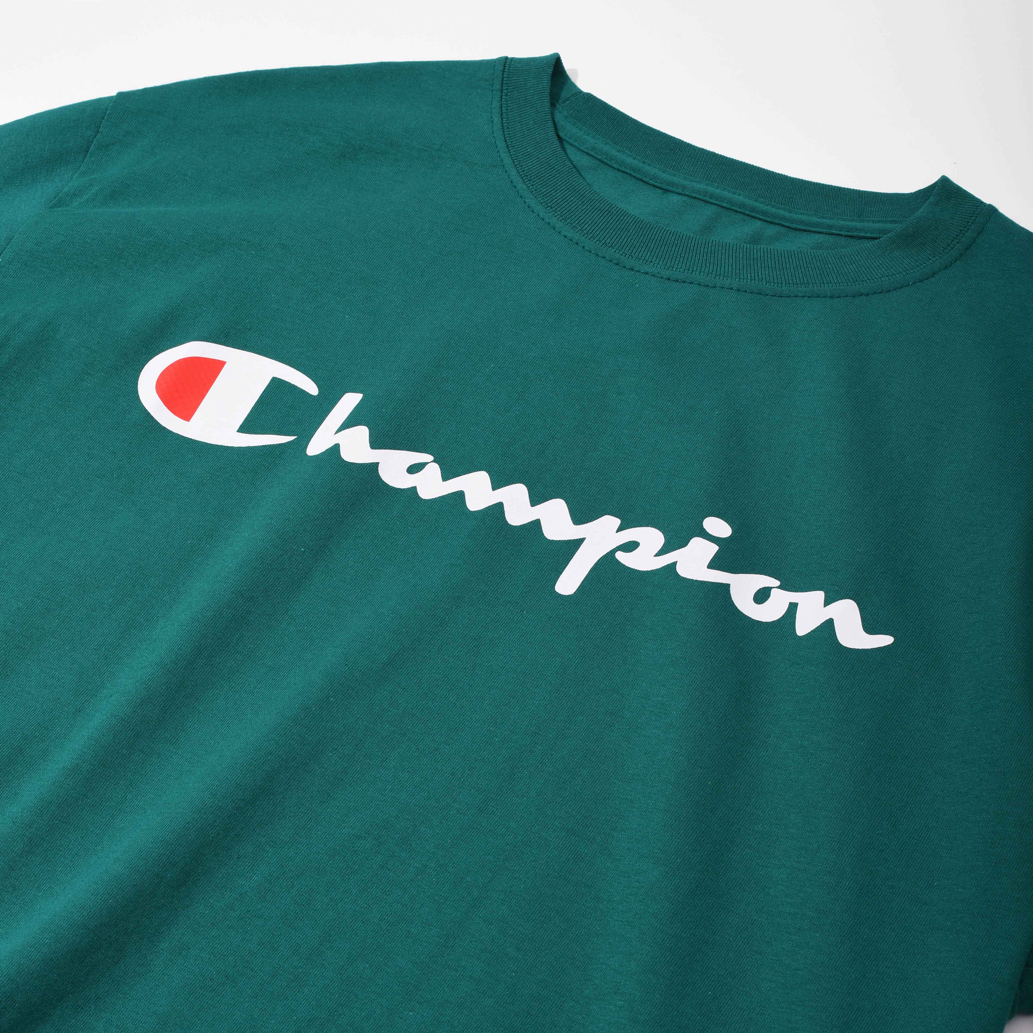 CHAMPION TAGLESS TSHIRT ,PRINTED LOGO - Emerald Green