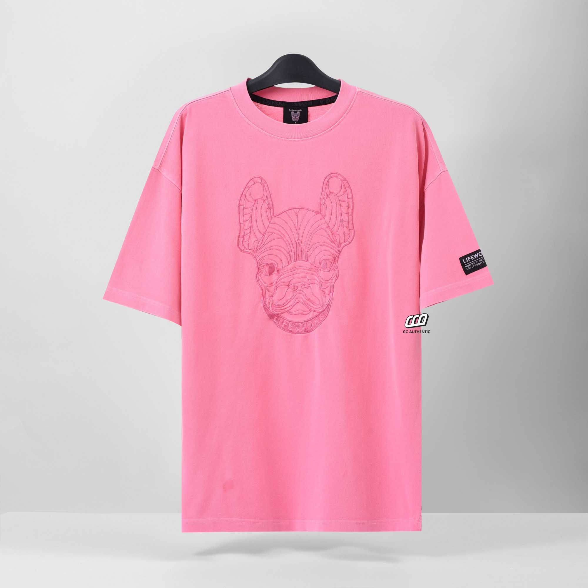 LIFEWORK PIGMENTED EMBROIDERED T-SHIRT - PINK