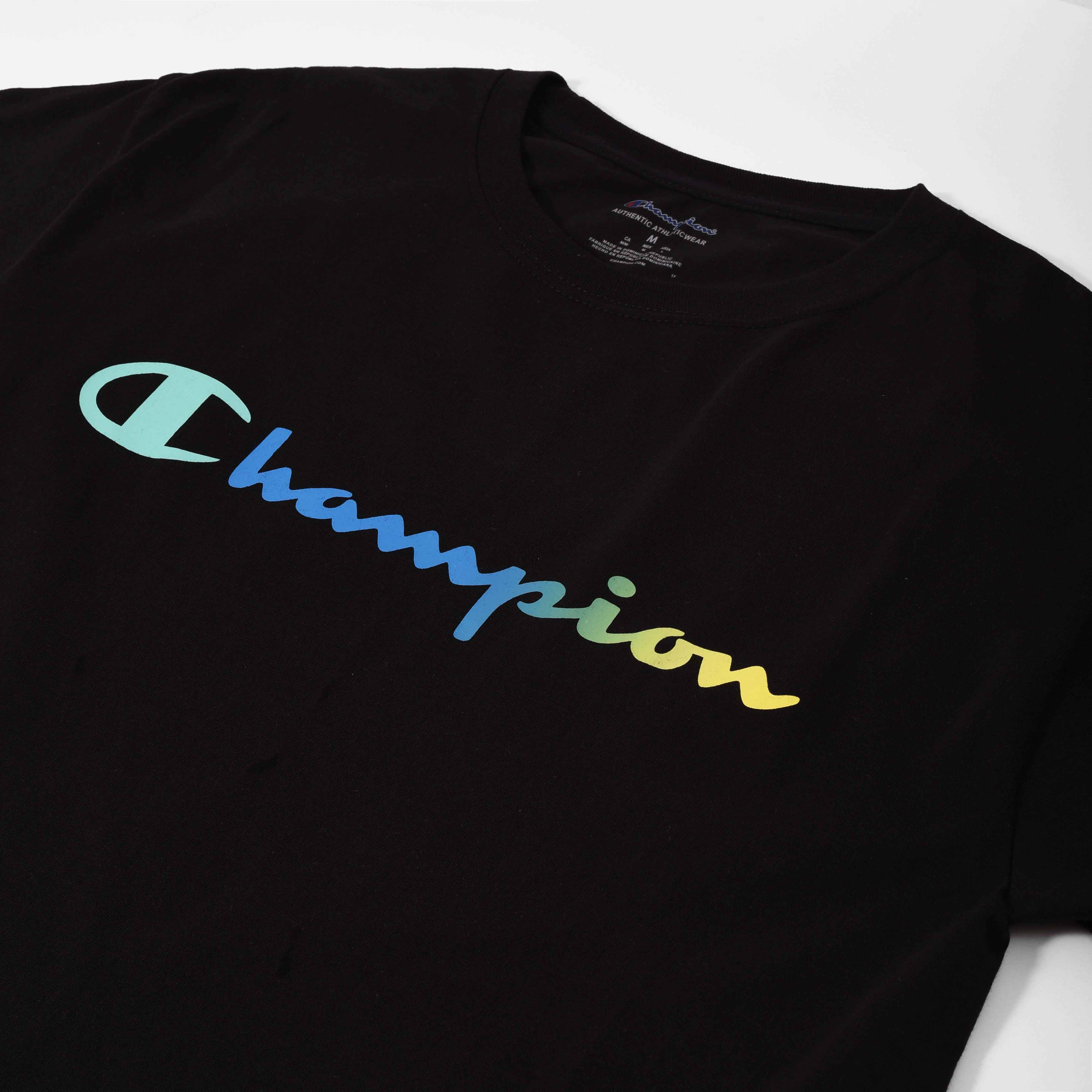 Champion Gradient Tshirt , Script Logo - Black