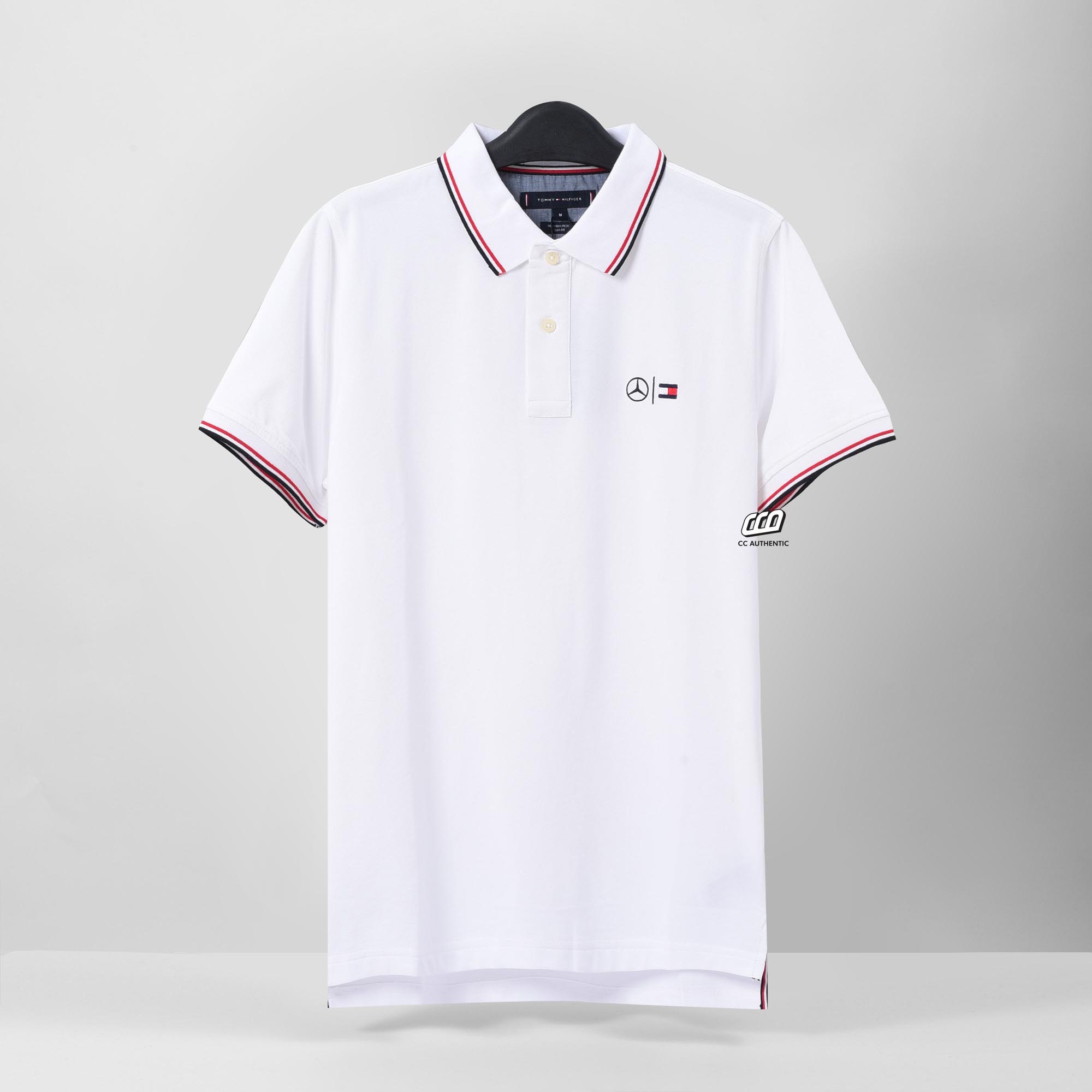 TOMMY HIFIGER MERCEDES LOGO POLO SHIRT - WHITE