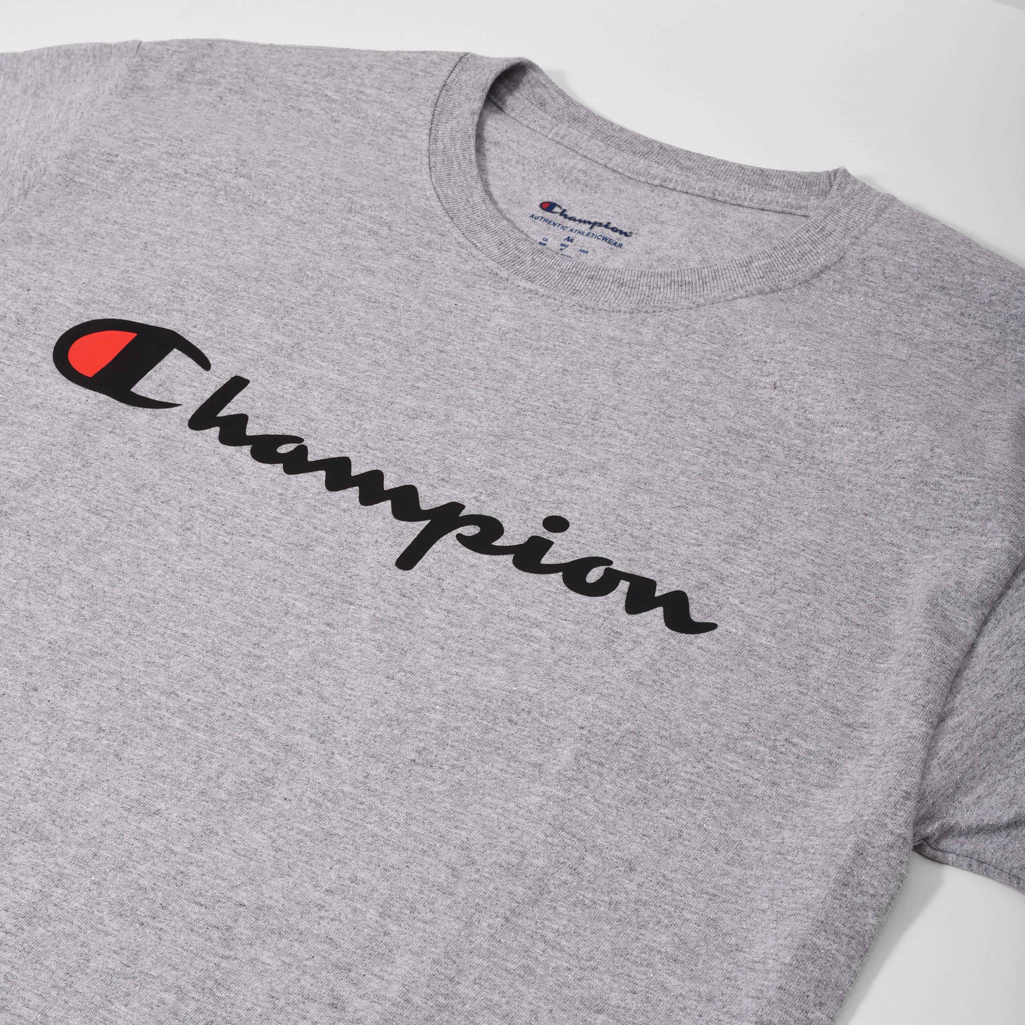 Champion Tagless Tshirt , Printed Logo - Oxford Grey