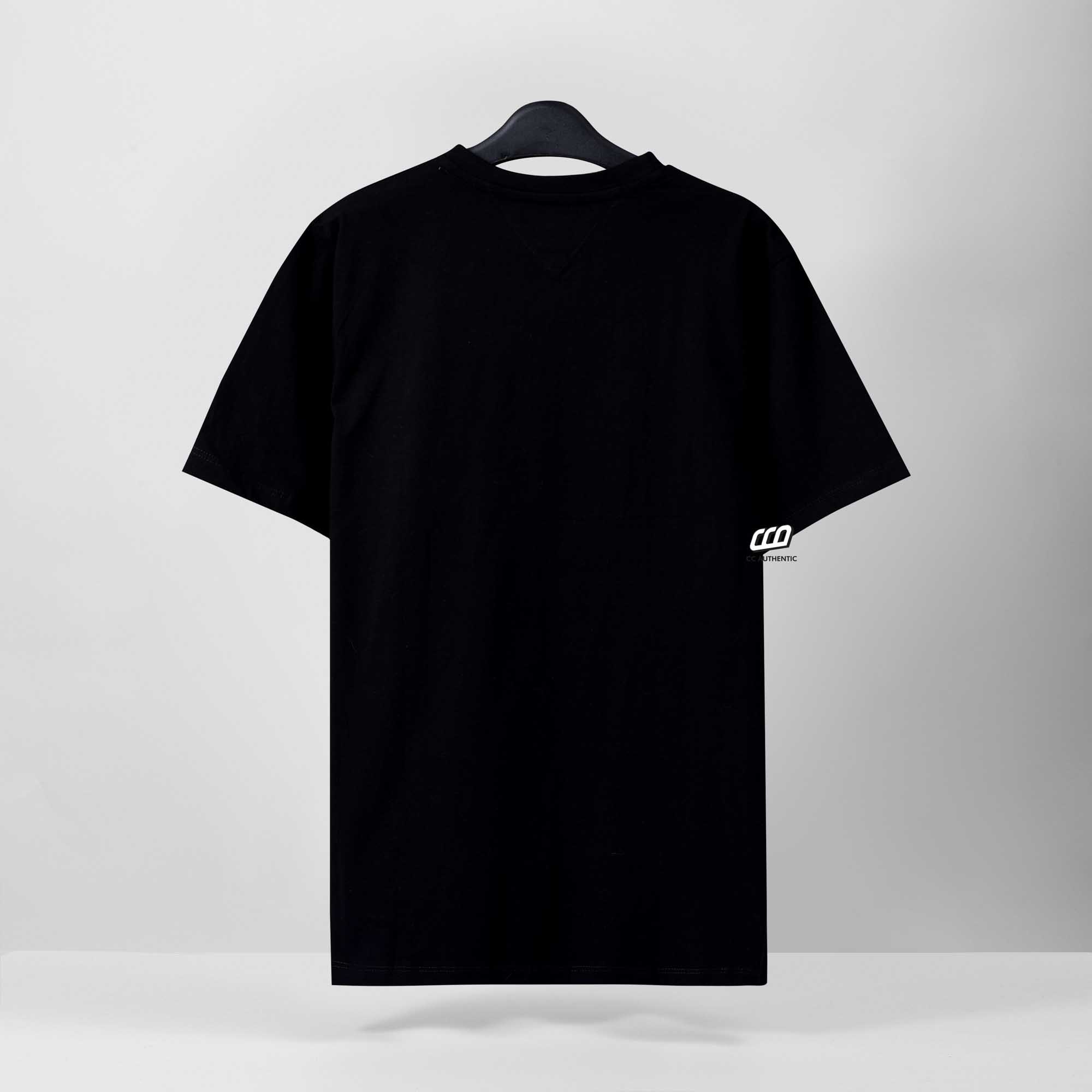 TOMMY HILFIGER SIGNATURE STRIPE T-SHIRT - BLACK