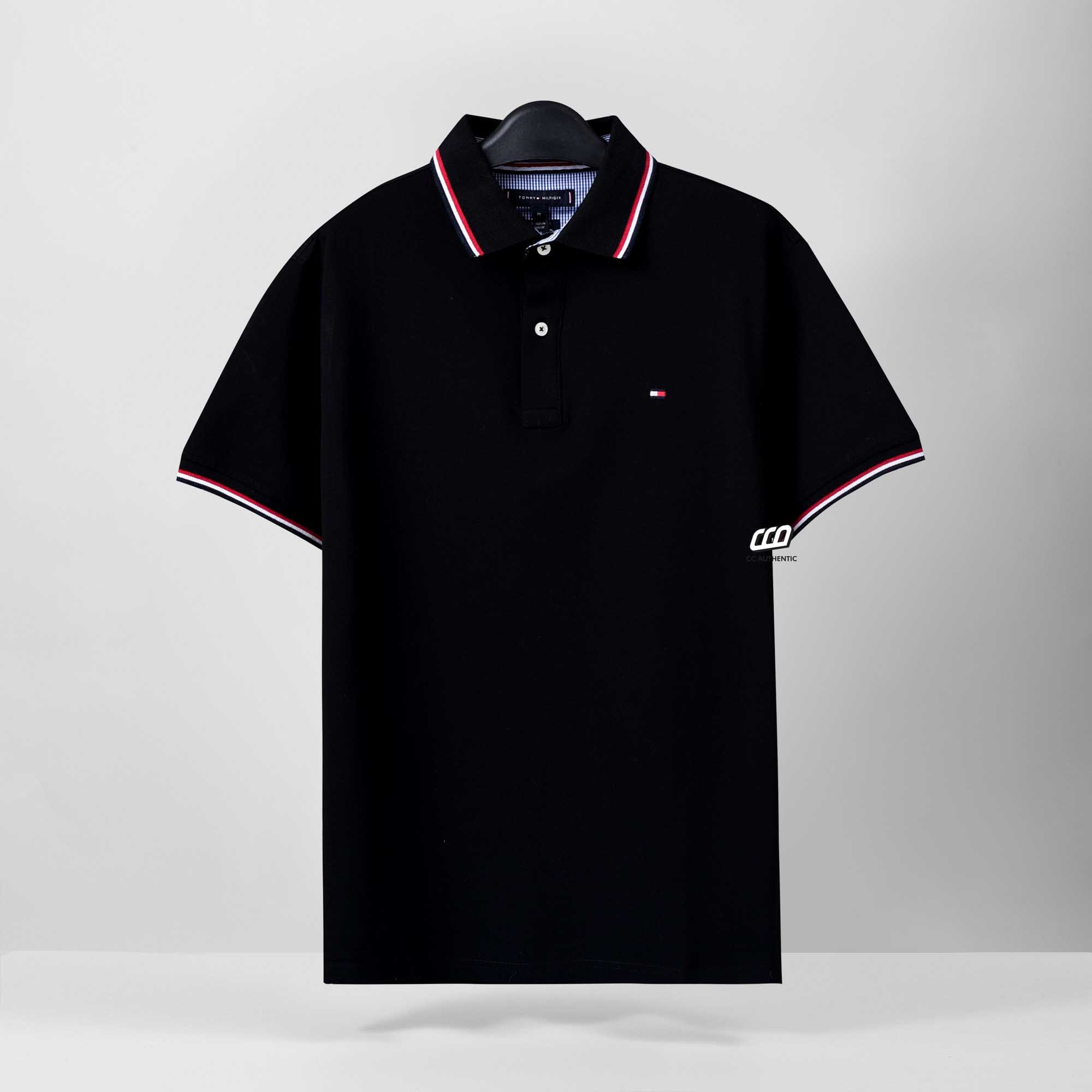 TOMMY HILFIGER PREMIUM PIQUE POLO SHIRT - BLACK