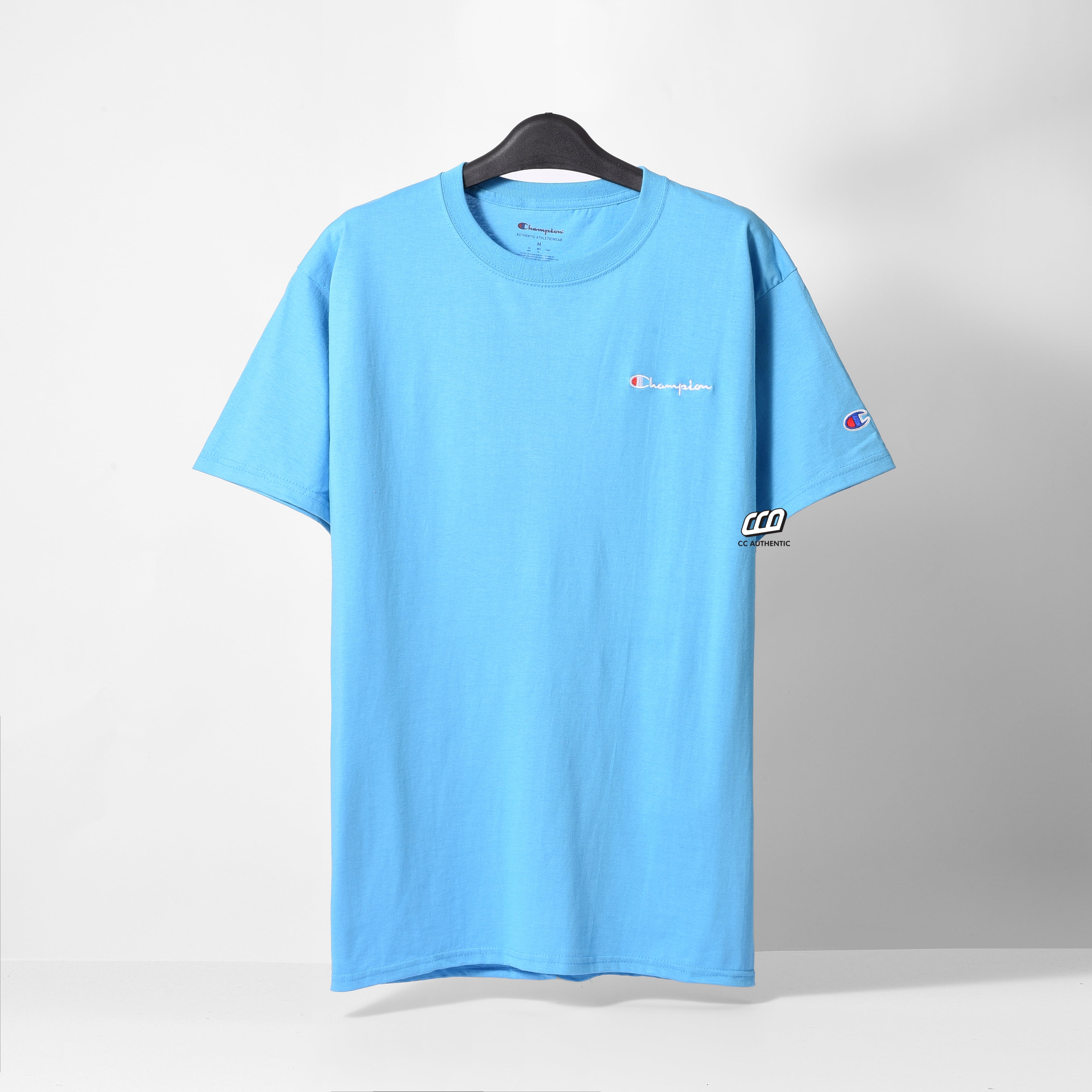 CHAMPION TAGLESS TSHIRT ,EMBROIDERED LOGO - blue lagoon