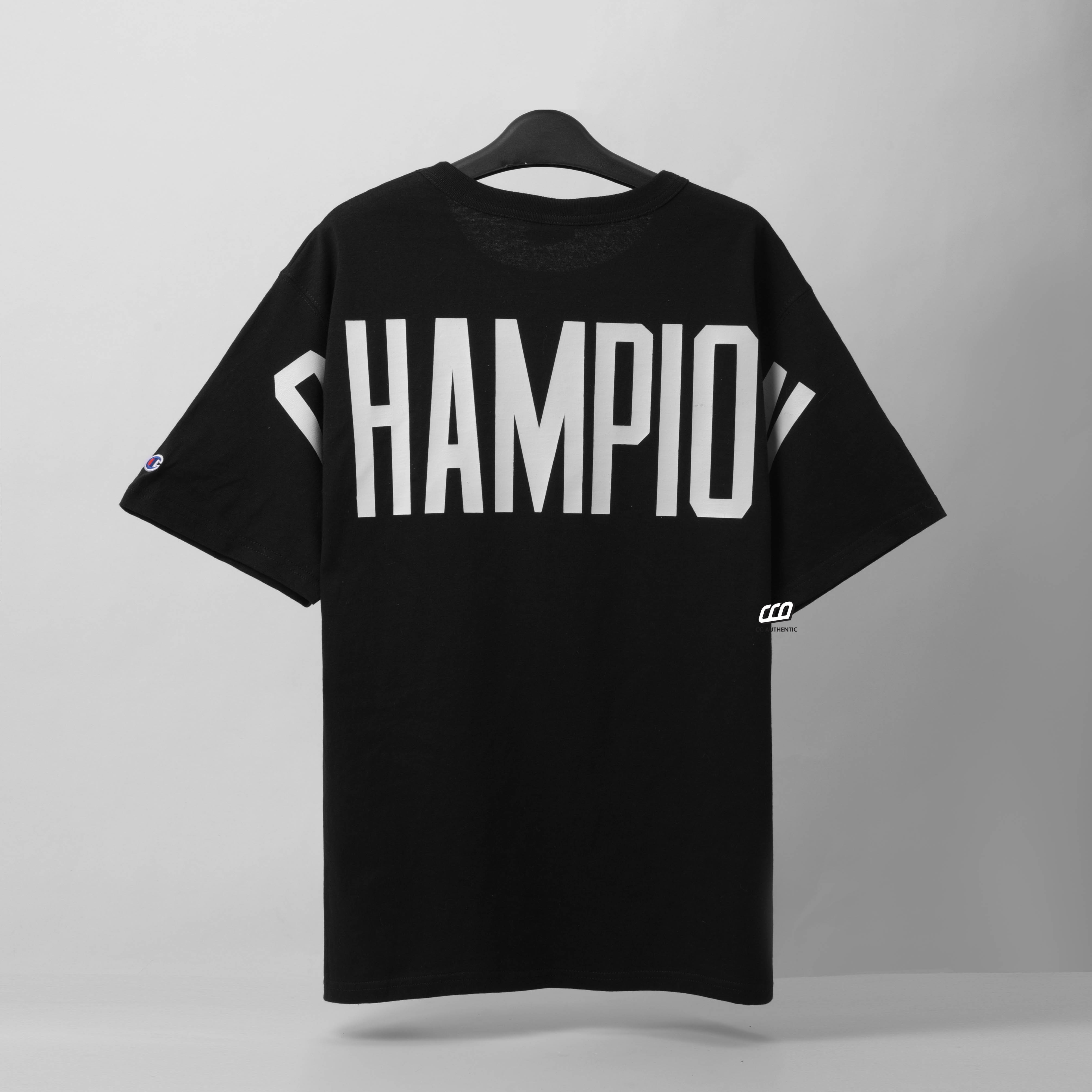 CHAMPION HERITAG BIGLOGO CUSTOM T-SHIRT - BLACK