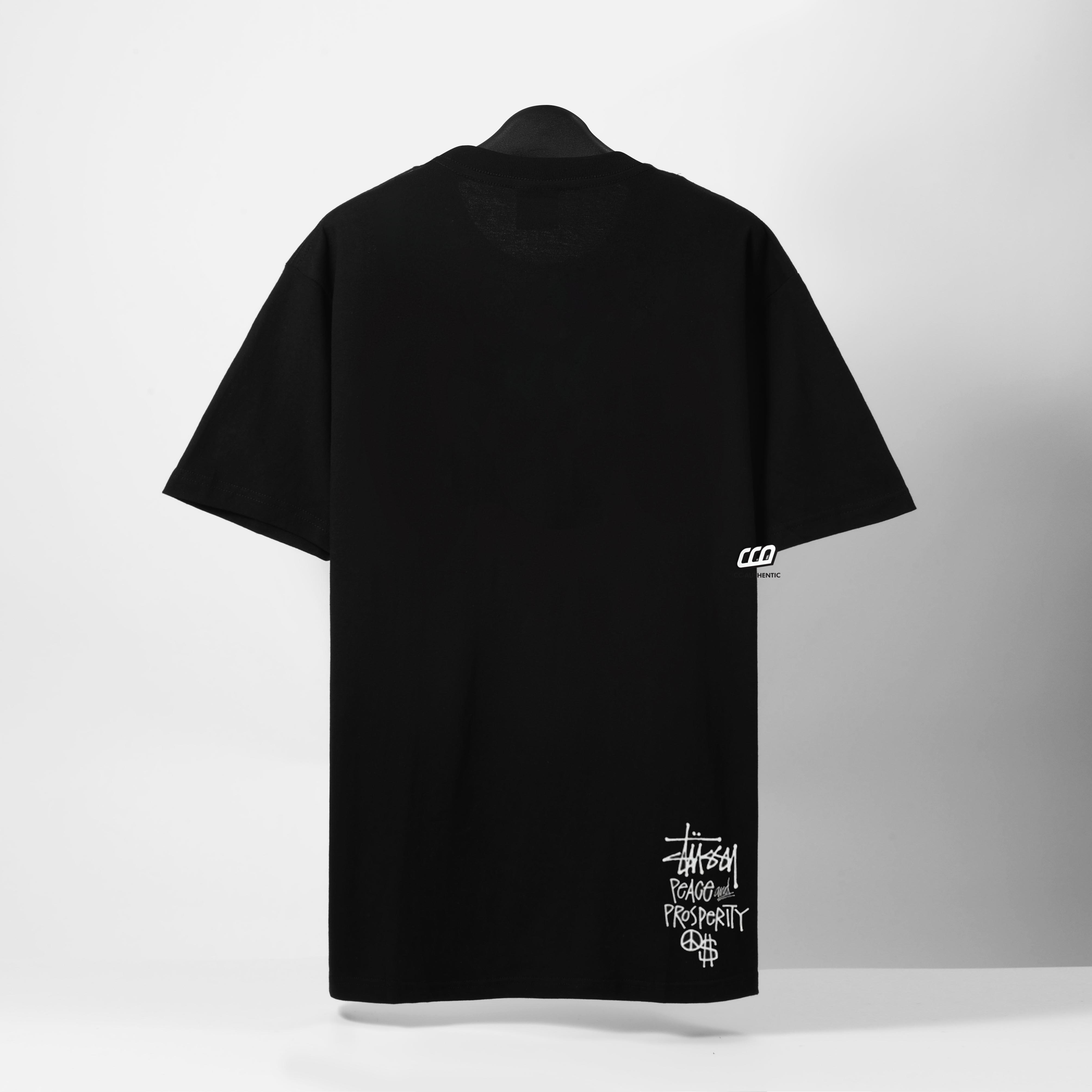 STUSSY PEACE & PROSPERITY TSHIRT - BLACK