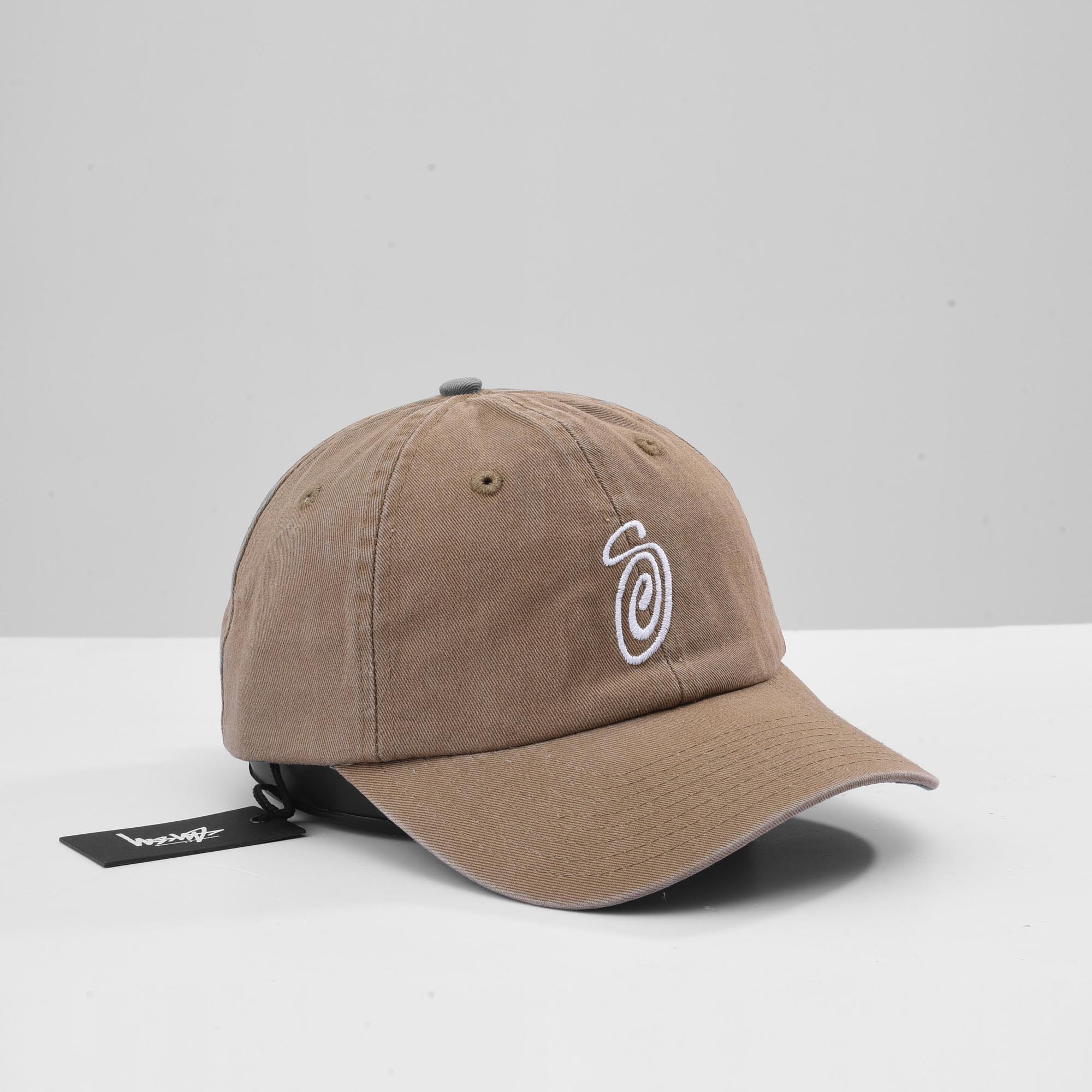 STUSSY SWIRLY S LOW PRO CAP - KHAKI