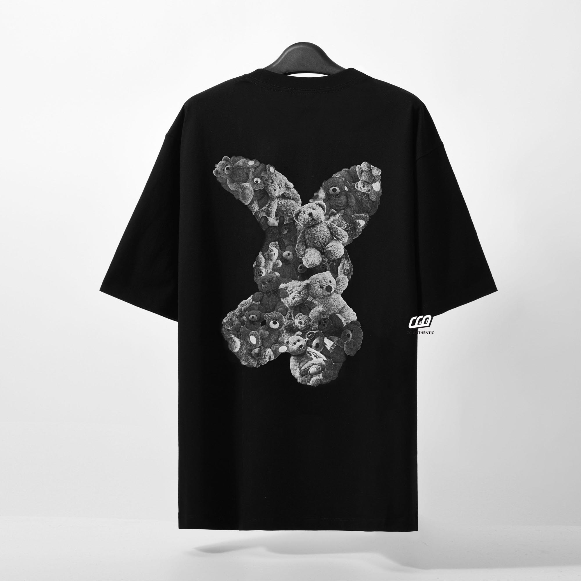 ADLV BEAR DOLL FUZZY RABBIT T-SHIRT - BLACK