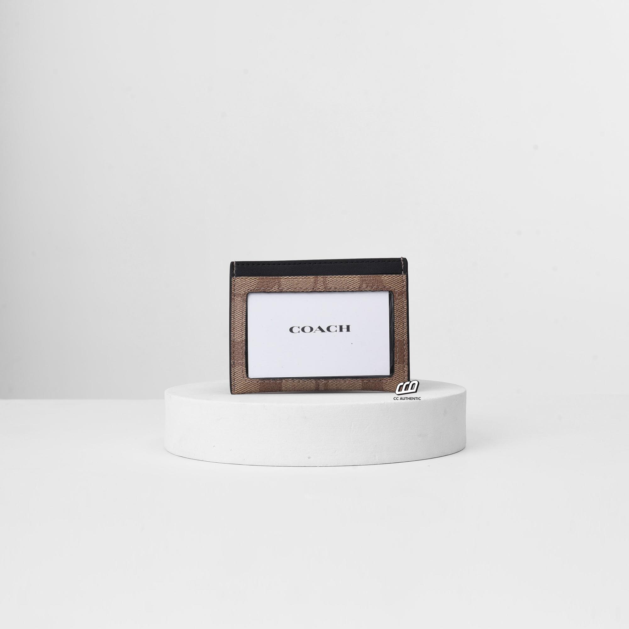COACH SIGNATURE CANVAS SLIM ID CARD - BEIGE