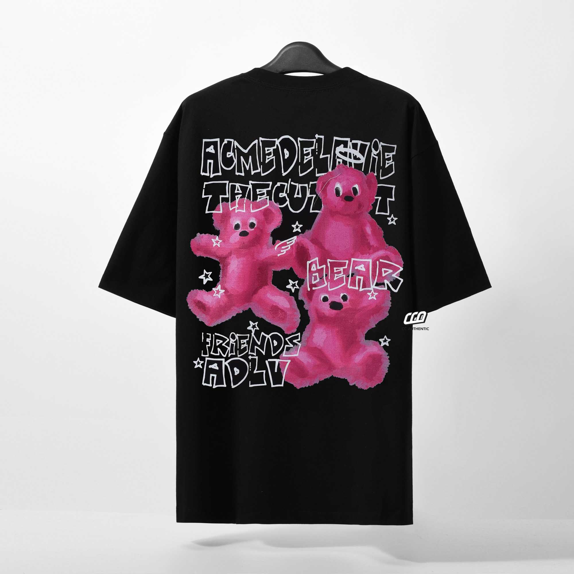 ADLV CRAYON THREE BEAR ARTWORK T-SHIRT - BLACK