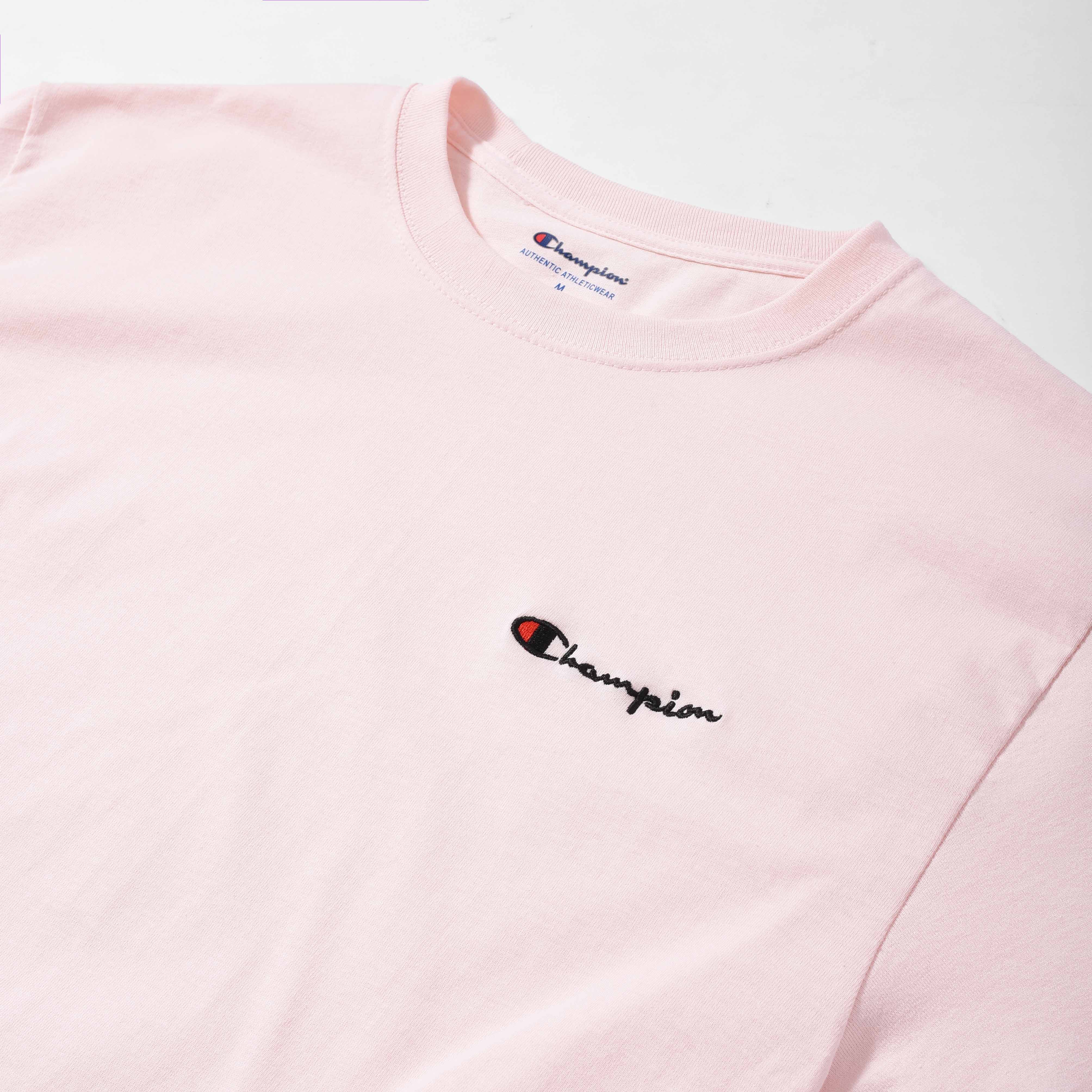 CHAMPION TAGLESS TSHIRT ,EMBROIDERED LOGO - body blush
