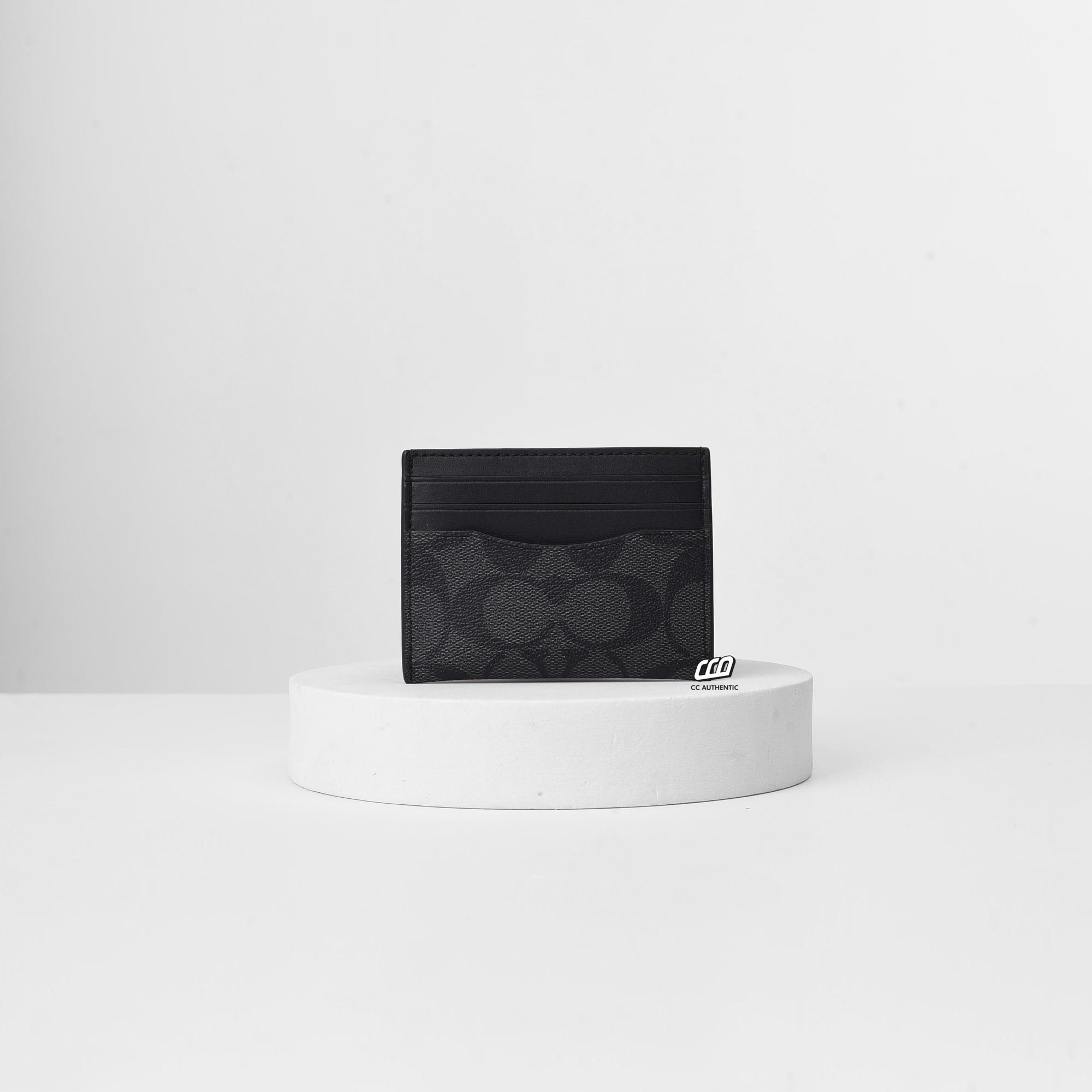 COACH SIGNATURE CANVAS SLIM ID CARD - BLACK