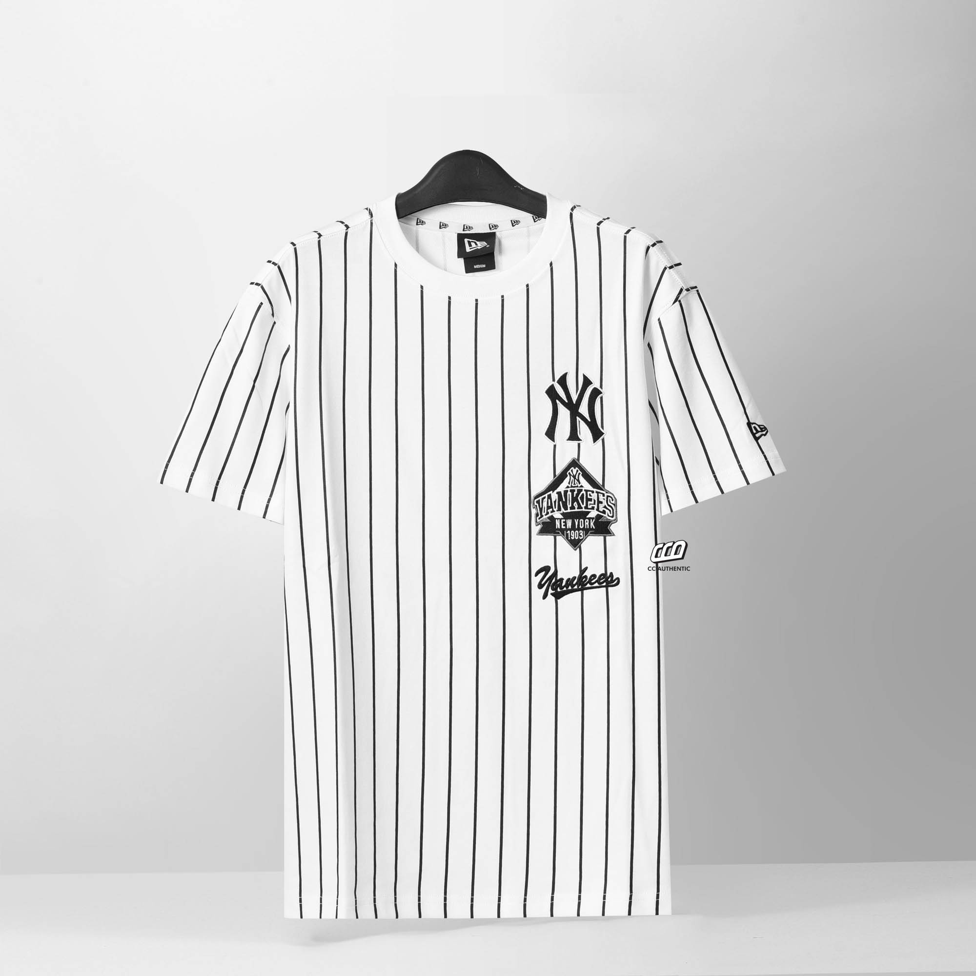 NEW ERA MLB STRIPED LOGO T-SHIRT - WHITE