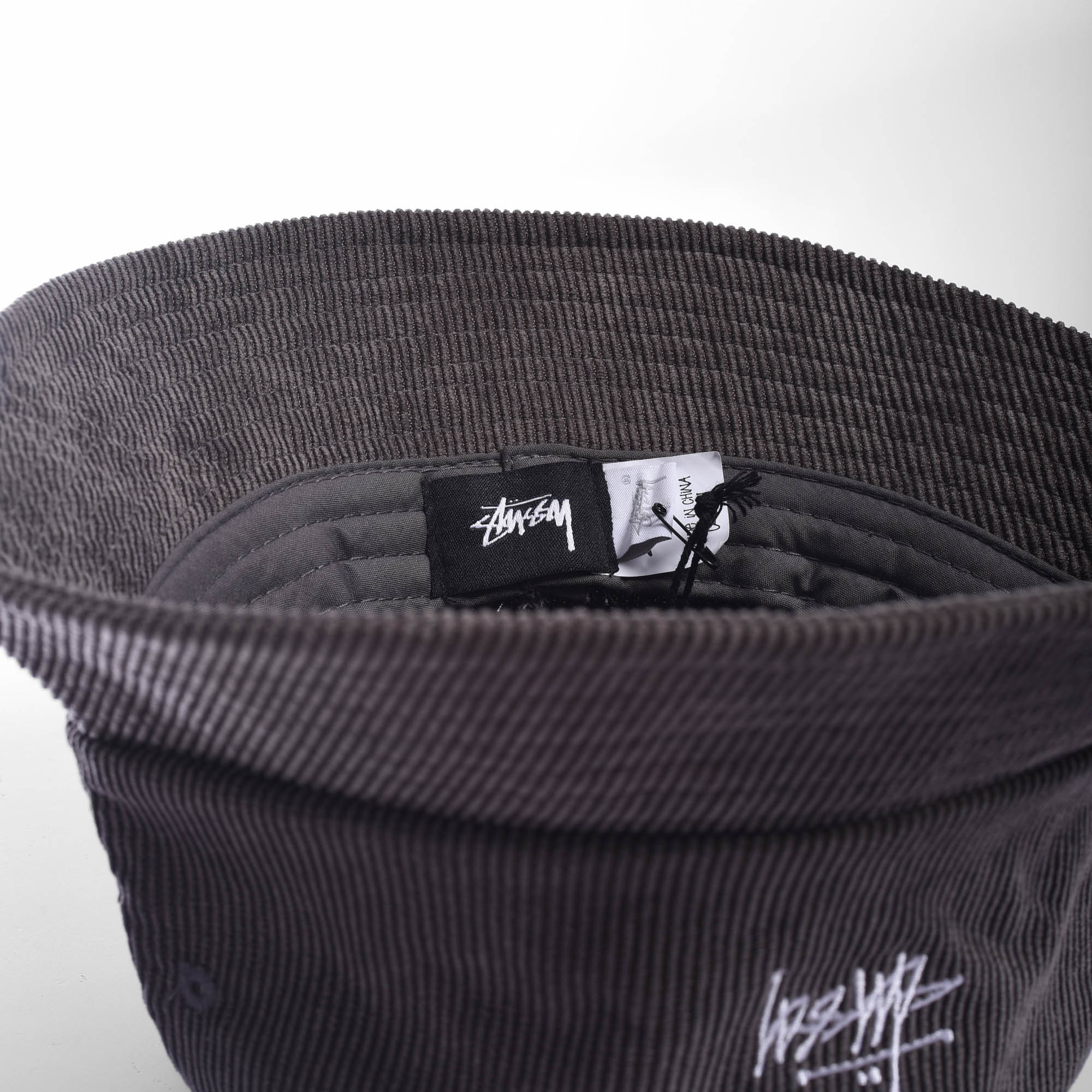 Stussy Graffiti Cord Bucket Hat - CHARCOAL