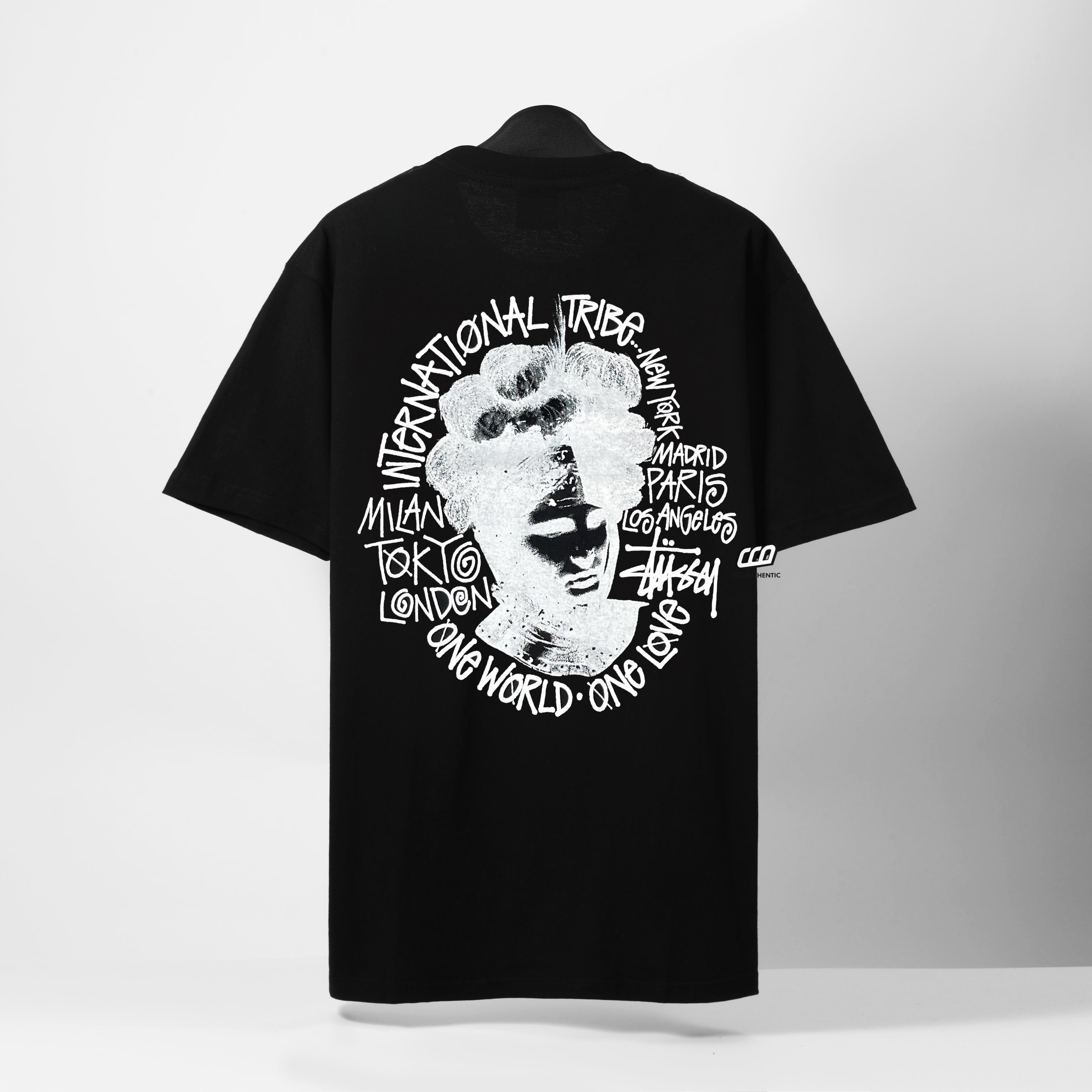 STUSSY CAMELOT PIG DYED T-SHIRT - BLACK