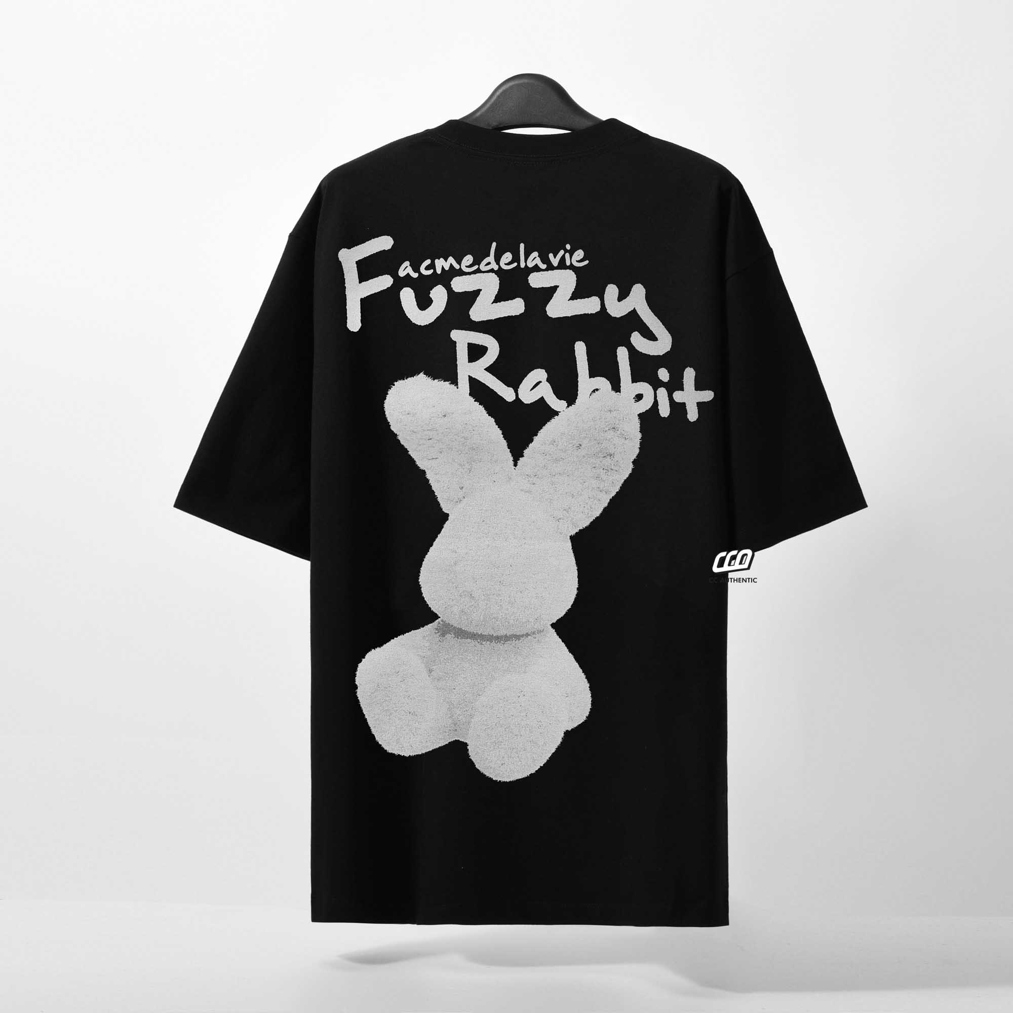 ADLV DOODLE FUZZY RABBIT T-SHIRT - BLACK