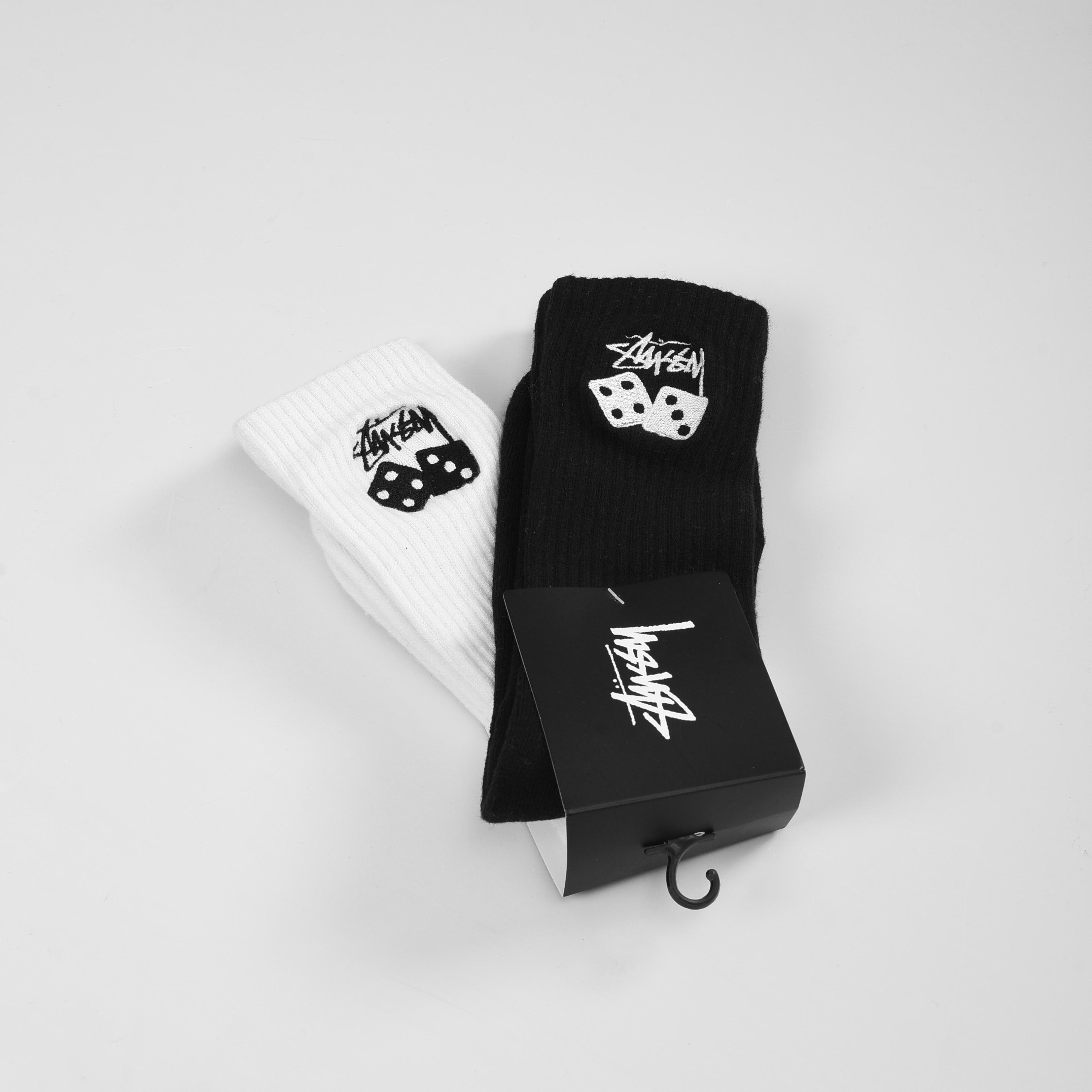 STUSSY TOW DICE SOCKS 2 PACK - BLACK/WHITE
