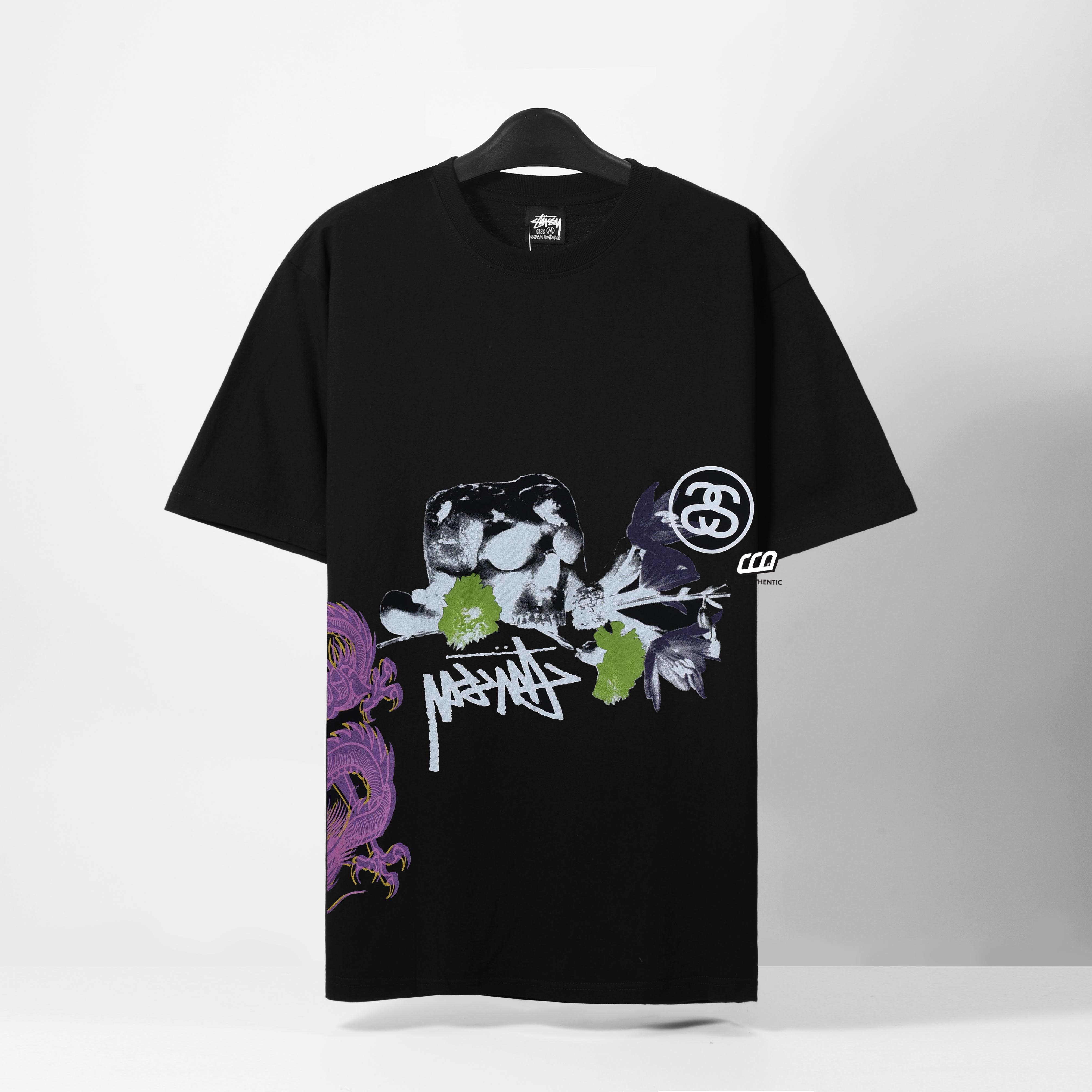 STUSSY STRIKE PIG DYED T-SHIRT - BLACK