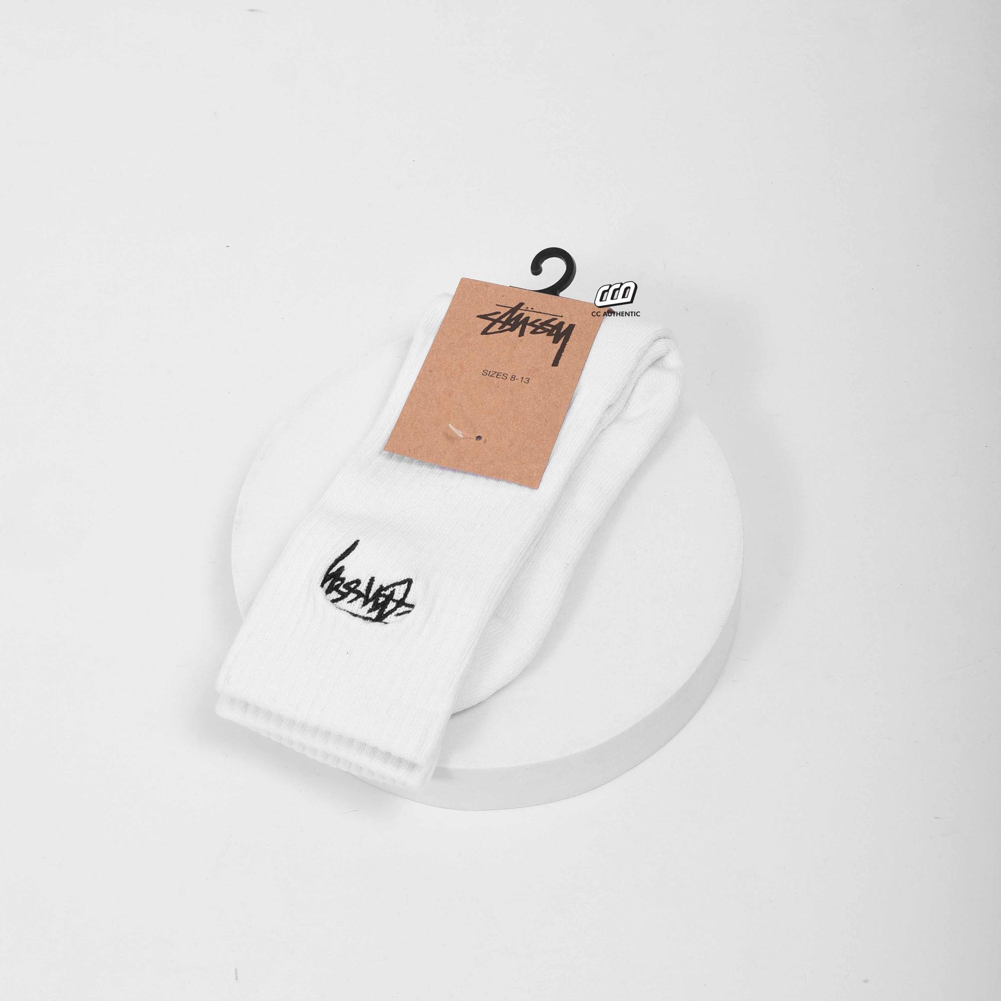 STUSSY SMALL STOCK CREW SOCKS - WHITE