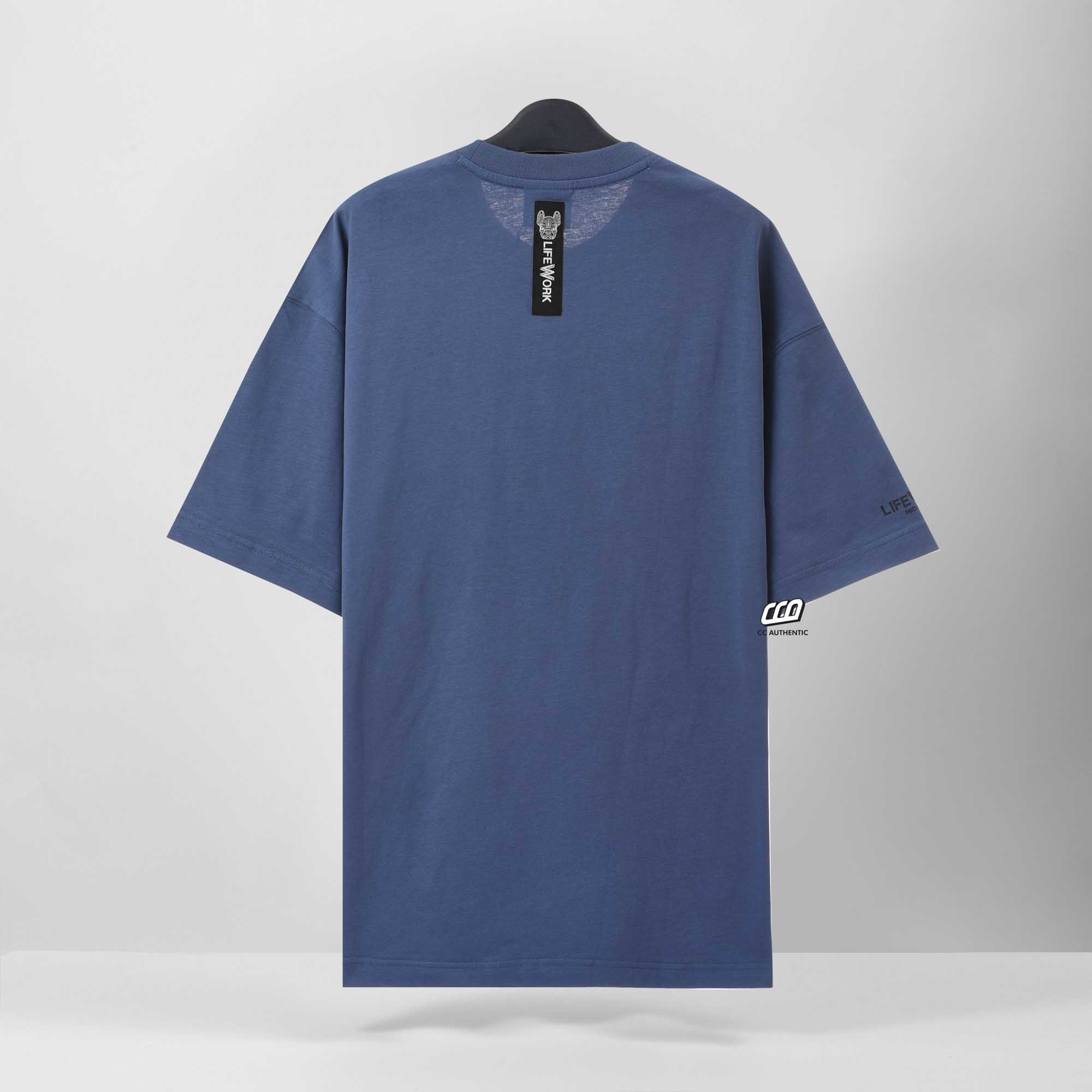 LIFEWORK HIP DOG APPLIQUE T-SHIRT - NAVY