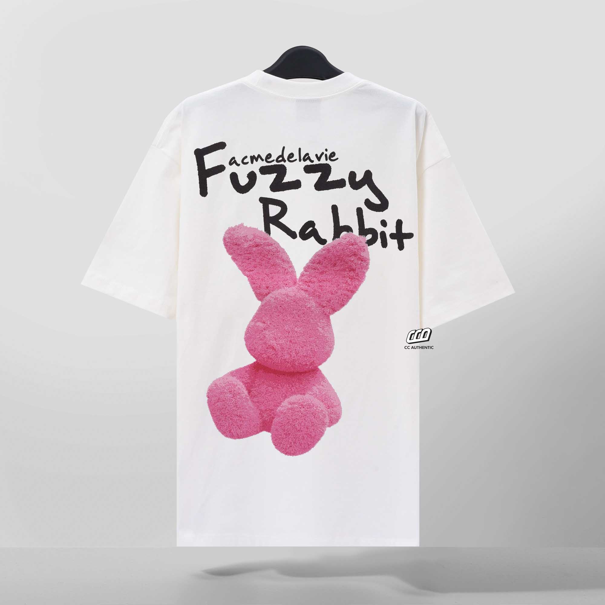 ADLV DOODLE FUZZY RABBIT T-SHIRT - WHITE