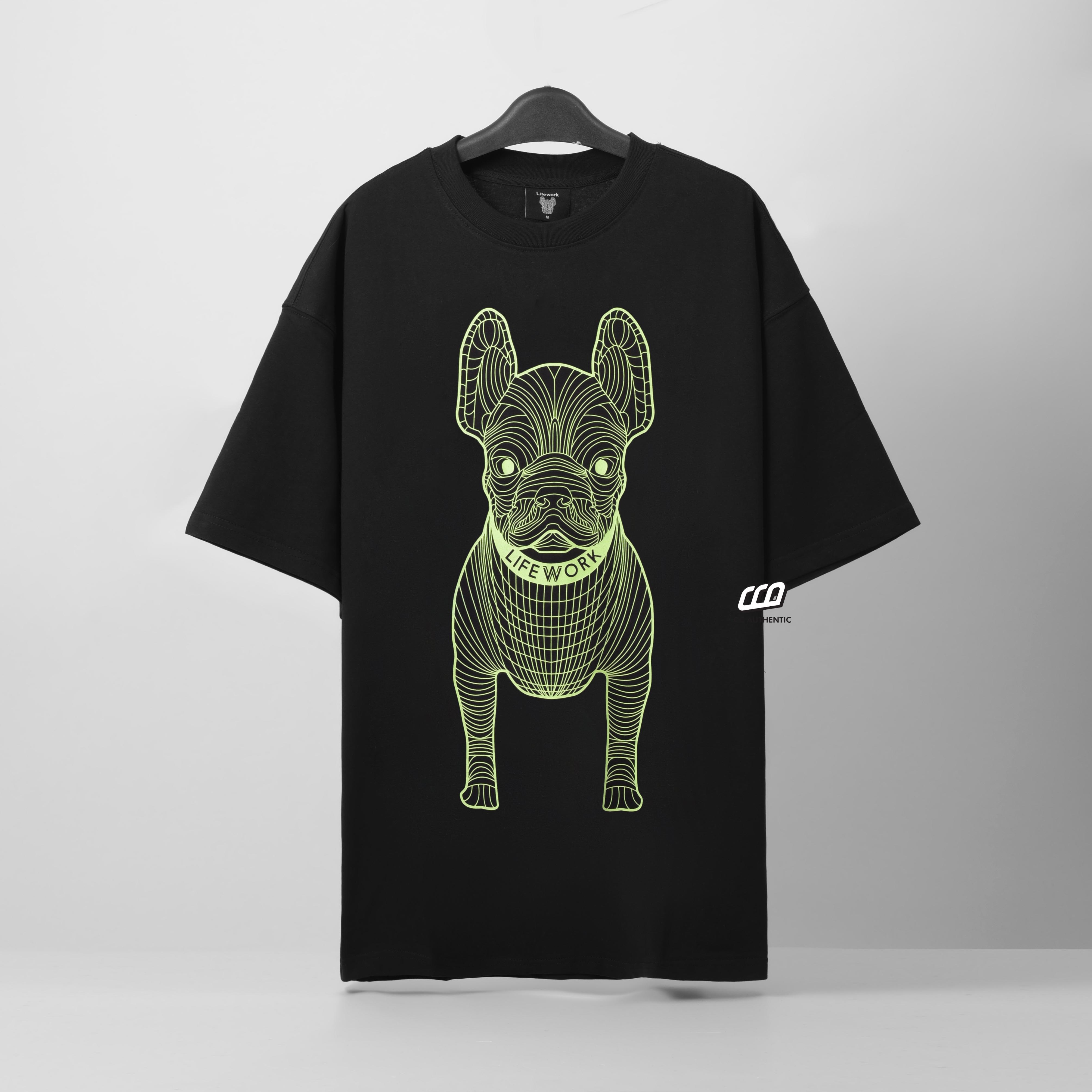 LIFEWORK BIG LADOG T-SHIRT - BLACK/LEMON