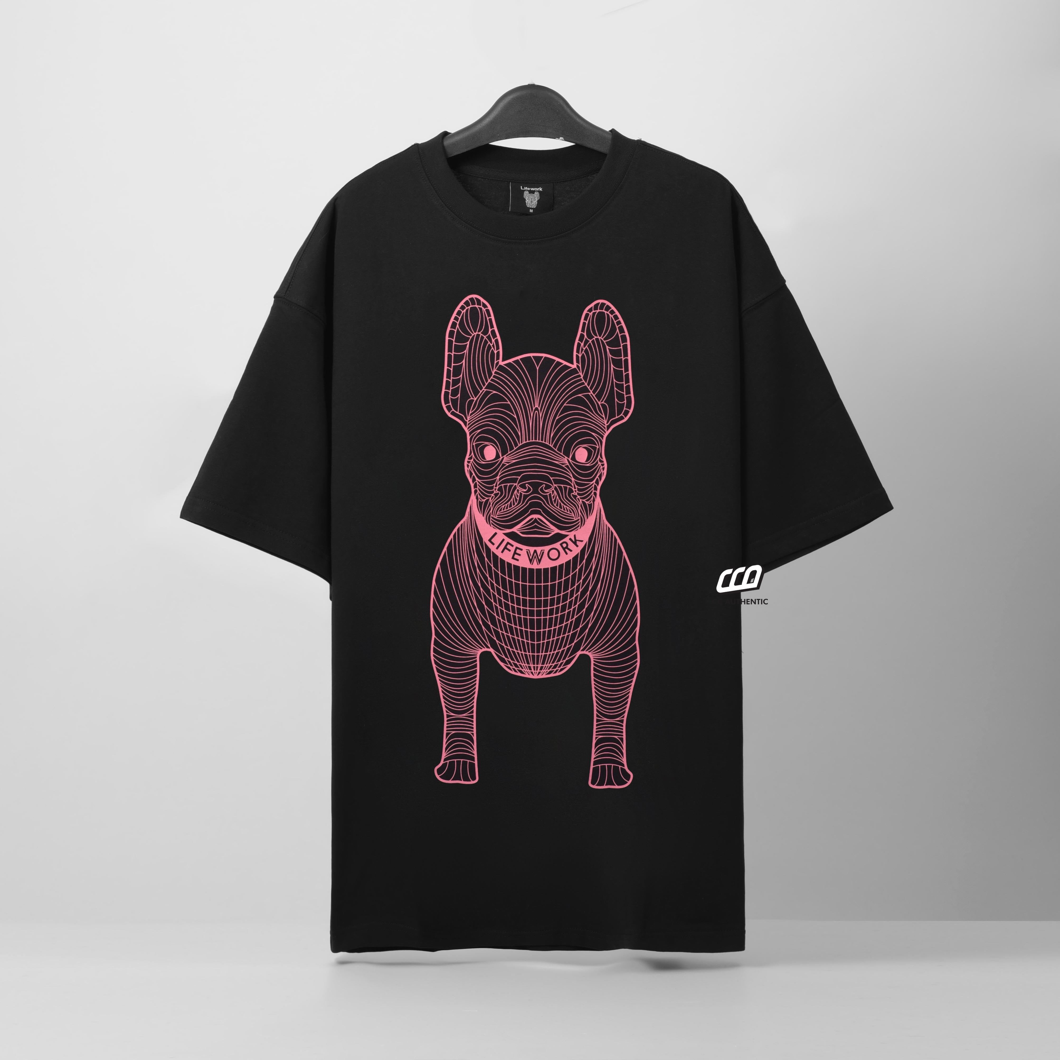 LIFEWORK BIG LADOG T-SHIRT - BLACK/PINK