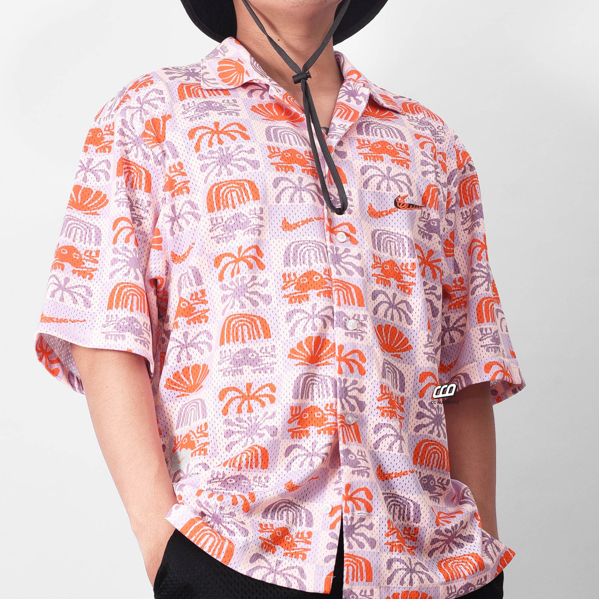 Nike Spring Break Printed Revere Collar Shirts - PINK