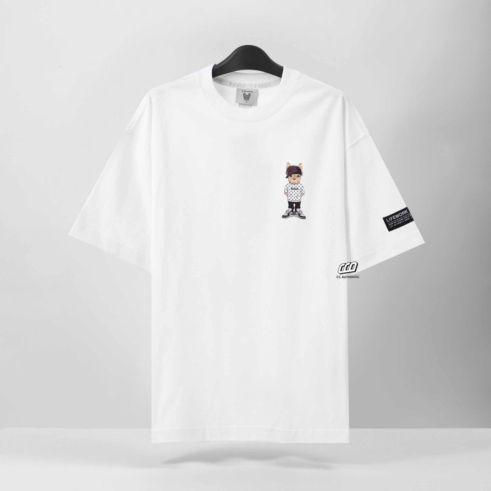 LIFEWORK W HIP DOG T-SHIRT - WHITE